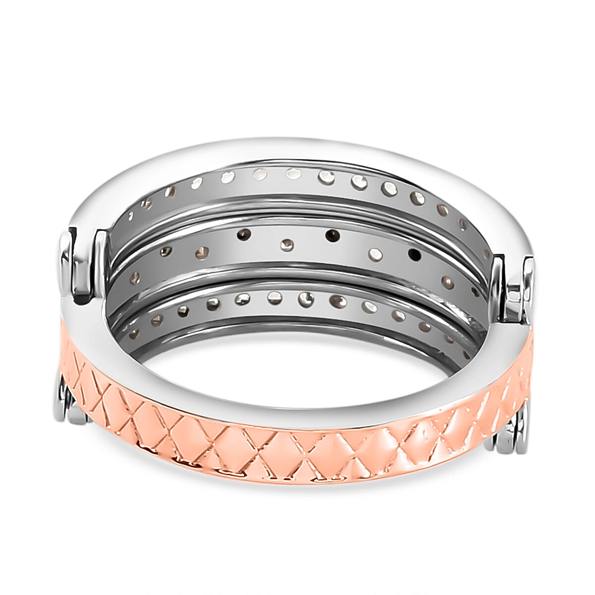 GP Art Deco Collection - Boi Ploi Black Spinel and Natural Zircon Interchangeable Ring in Platinum, Vermeil Yellow and Rose Gold Plated Sterling Silver