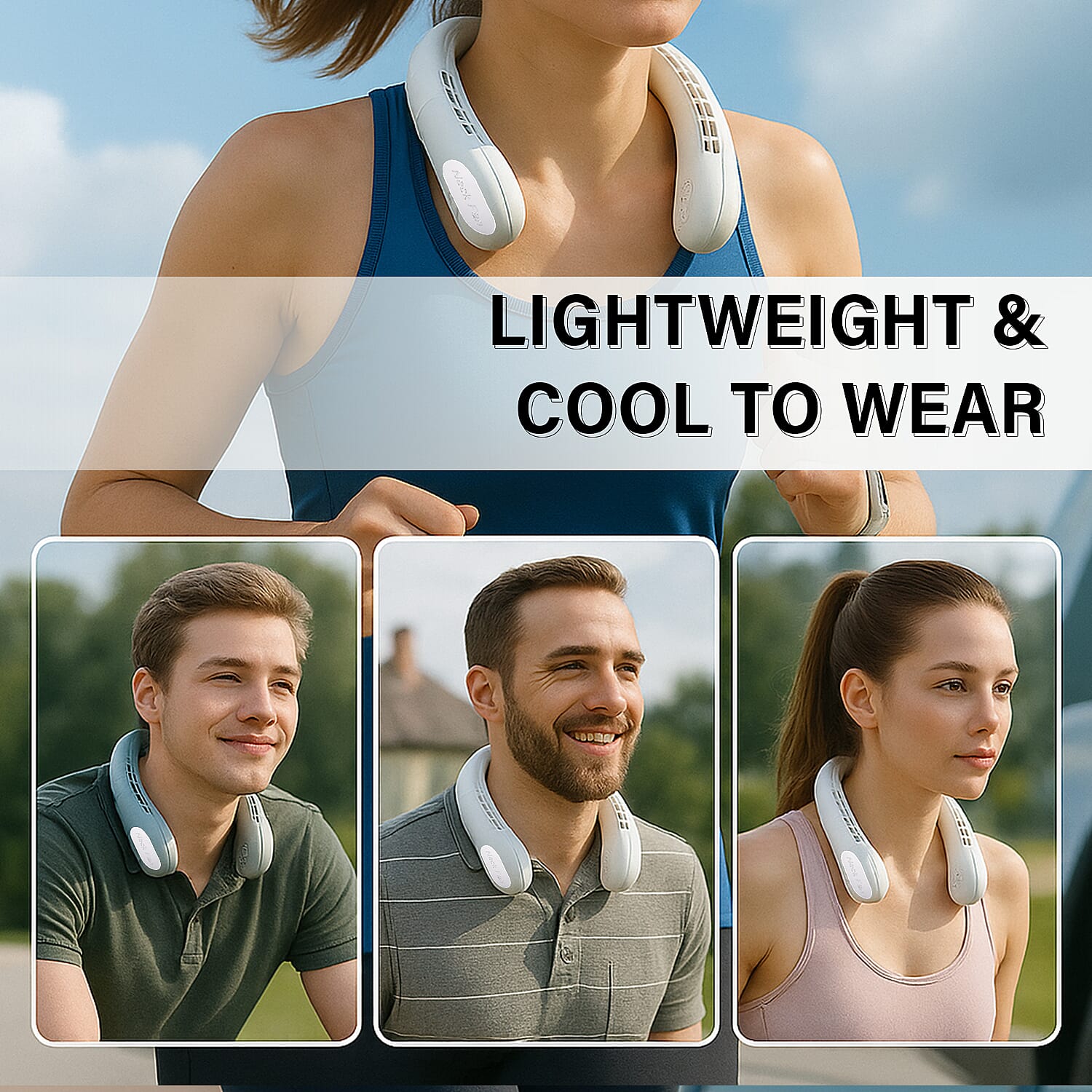 Homesmart - Rechargeable 360 Degree Flexible Bladeless & Wireless Neck Fan with 48 Air Outlets, 3 Speeds & Up to 12hr Run Time - White Homesmart - Rechargeable 360 Degree Flexible Bladeless & Wireless Neck Fan with 48 Air Outlets, 3 Speeds & Up to 12hr Run Time - White