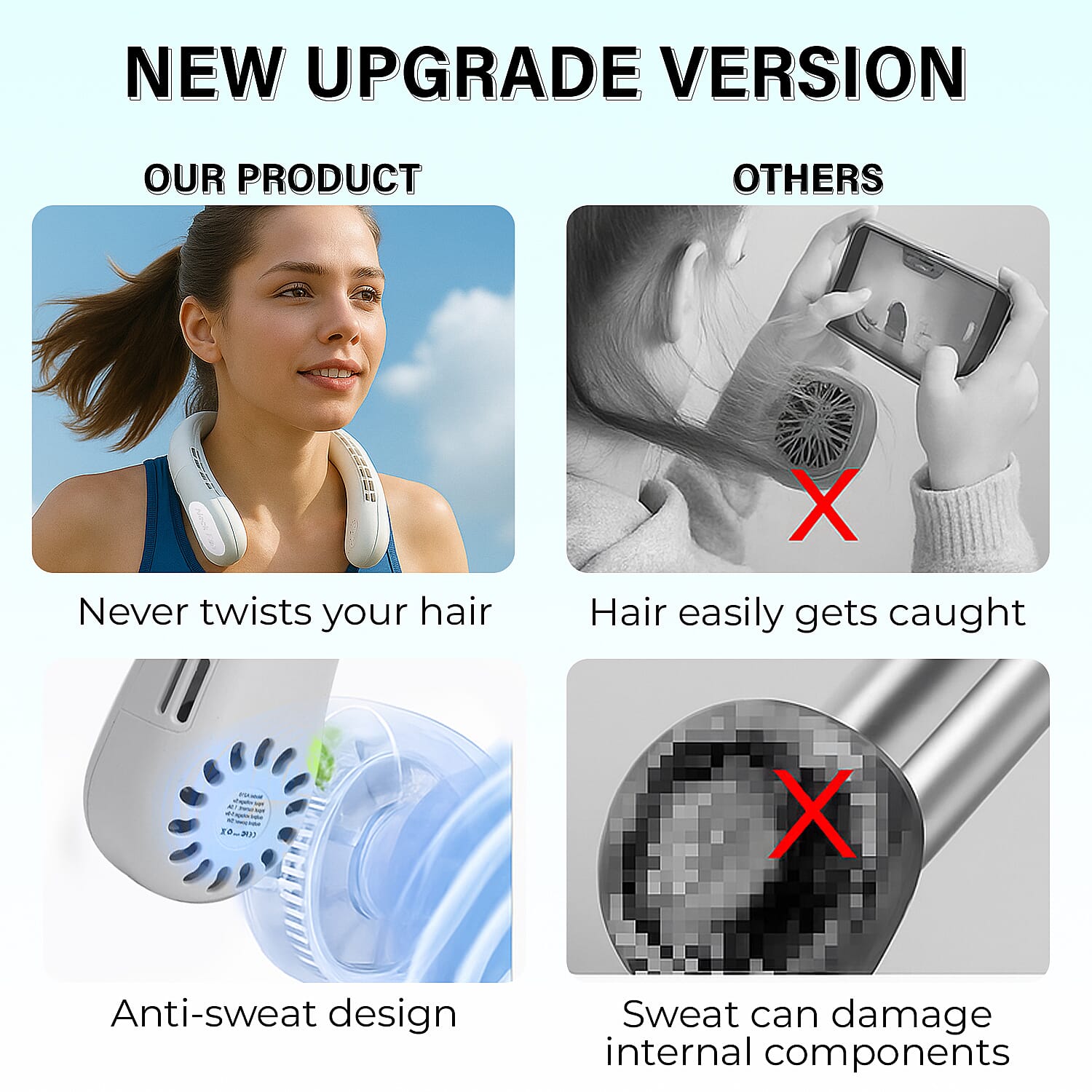 Homesmart - Rechargeable 360 Degree Flexible Bladeless & Wireless Neck Fan with 48 Air Outlets, 3 Speeds & Up to 12hr Run Time - White Homesmart - Rechargeable 360 Degree Flexible Bladeless & Wireless Neck Fan with 48 Air Outlets, 3 Speeds & Up to 12hr Run Time - White