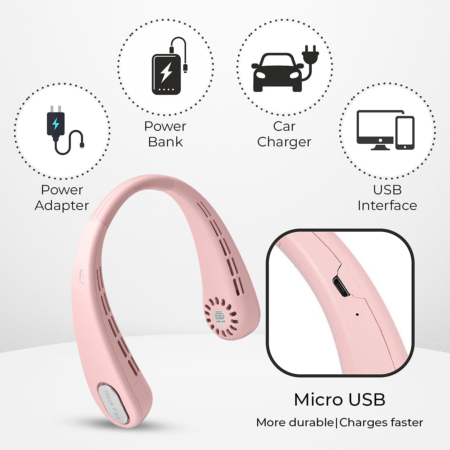 Homesmart Wireless Neck Fan (Size 49x5 Cm) - Pink