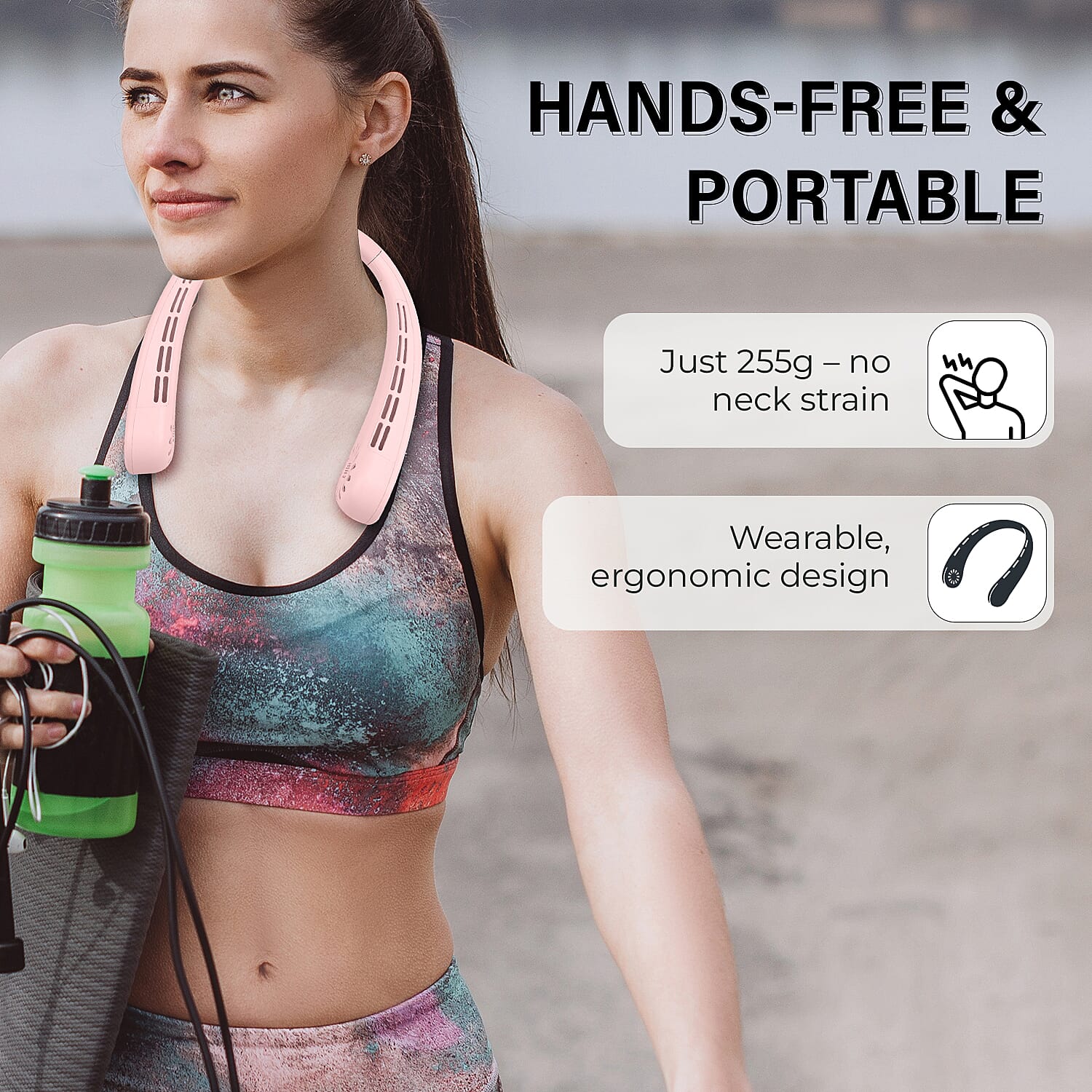 Homesmart Wireless Neck Fan (Size 49x5 Cm) - Pink