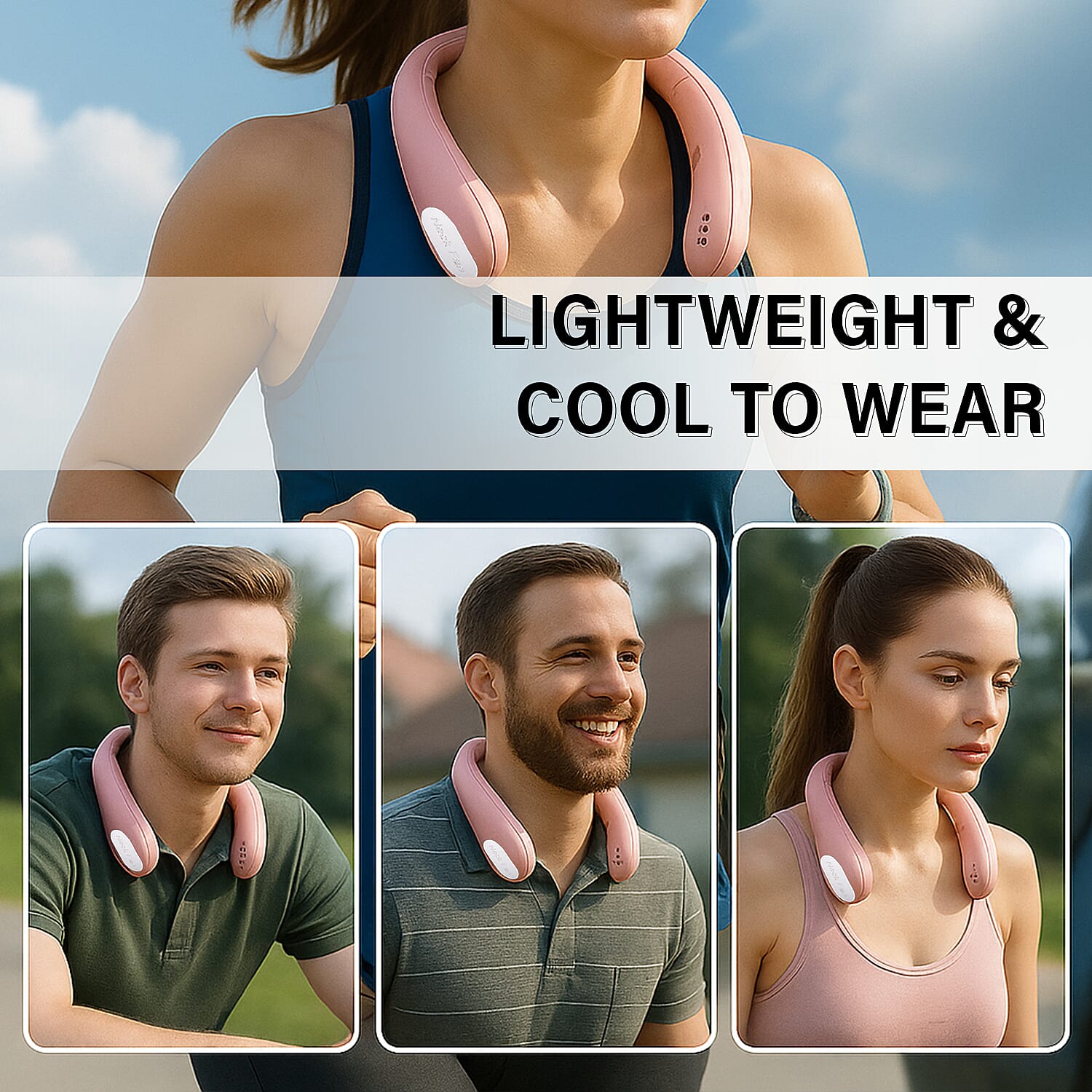 Homesmart Wireless Neck Fan (Size 49x5 Cm) - Pink