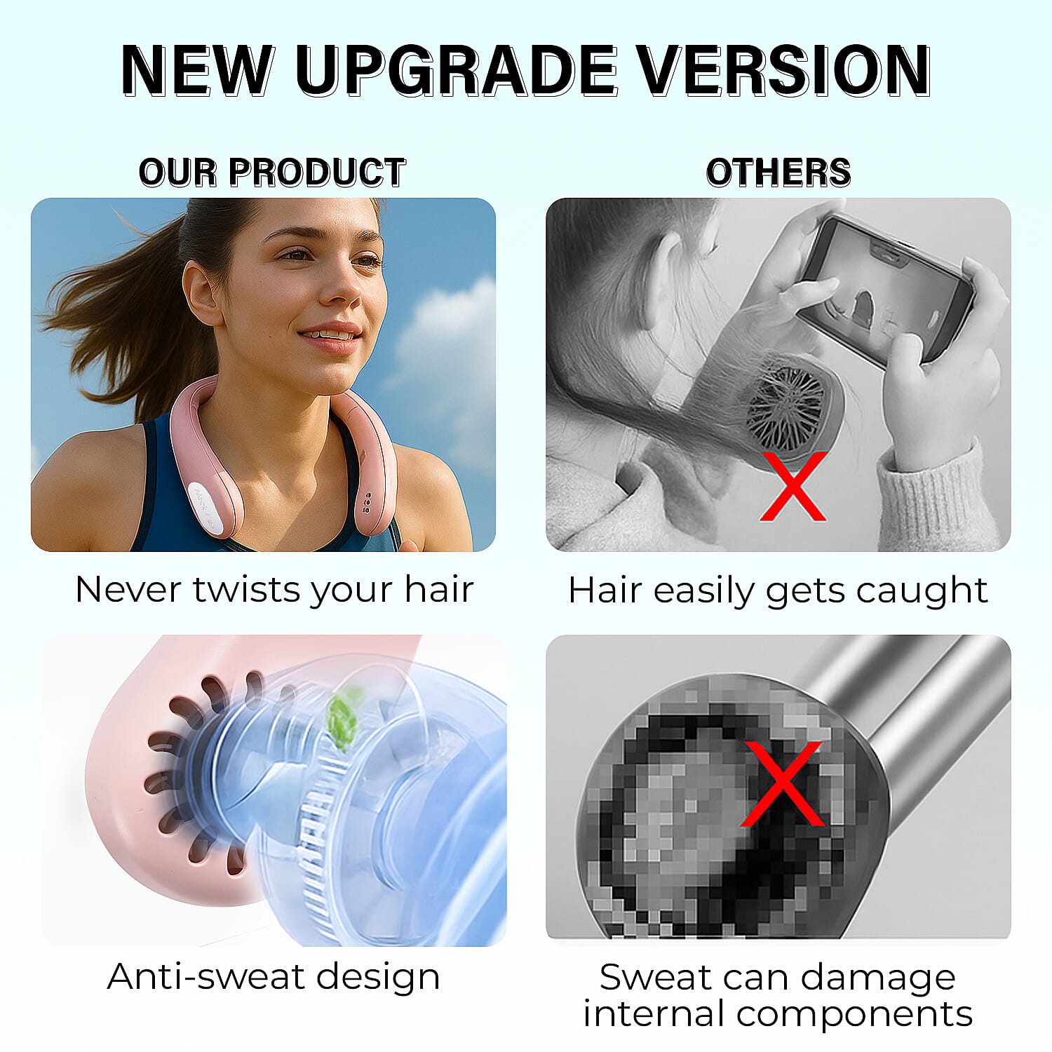 Homesmart Wireless Neck Fan (Size 49x5 Cm) - Pink