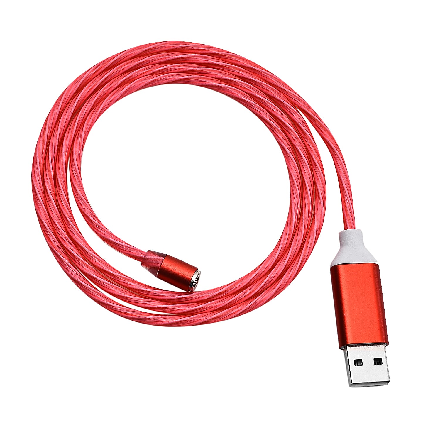 LED 3 in 1 Magnetic Charging Cable with 3 Connectors - Red