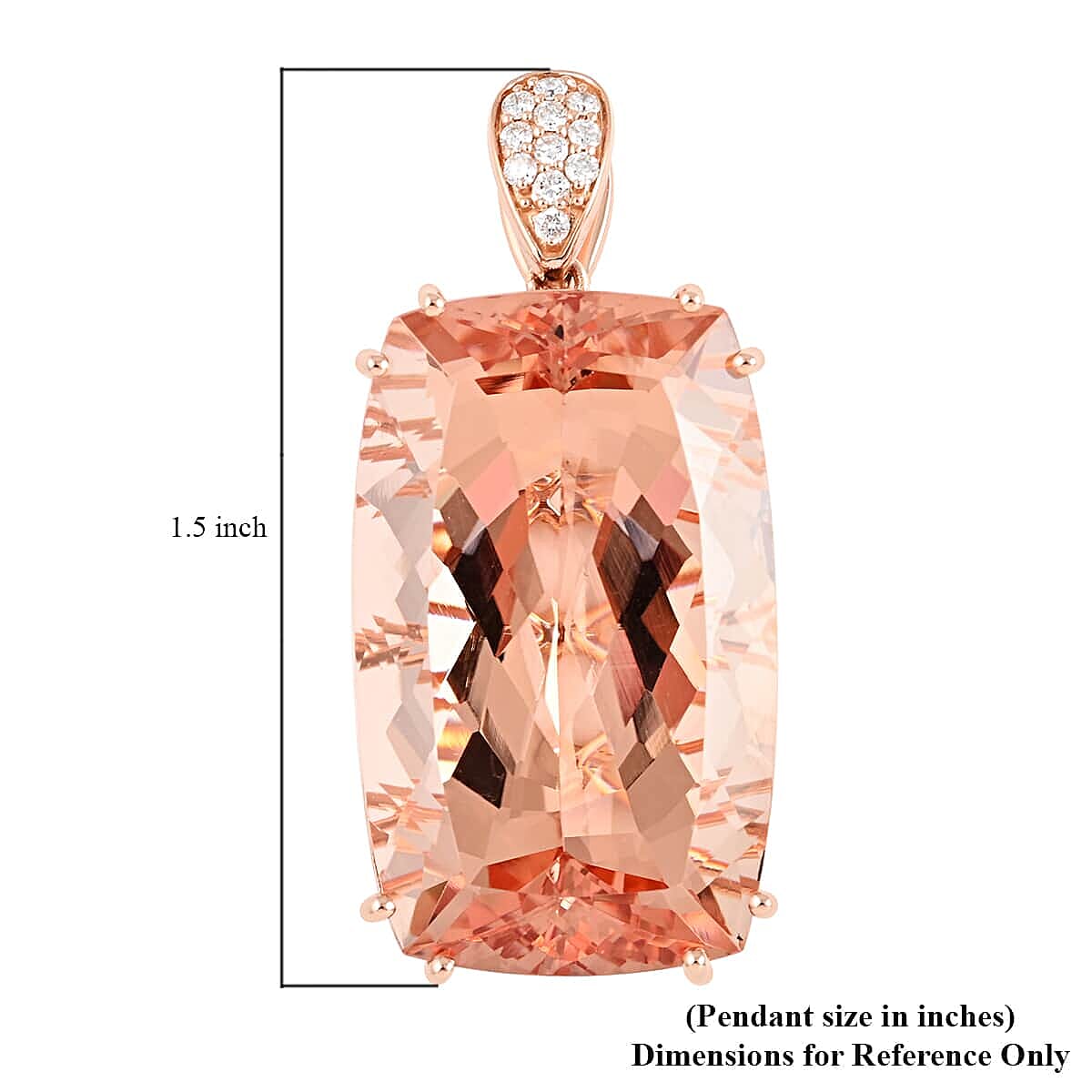 18K Rose Gold  AAA   Morganite ,  White Diamond  Solitaire Pendant 39.25 ct,  Gold Wt. 4.86 Gms  39.250  Ct.