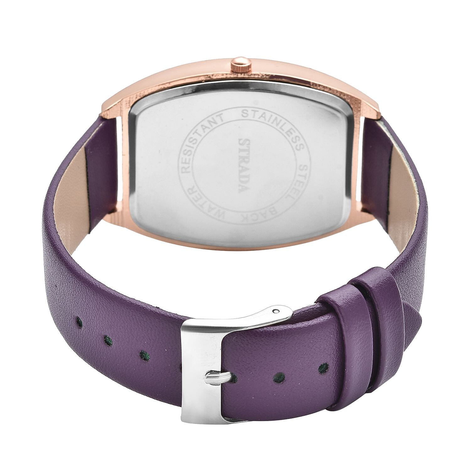 STRADA Japanese Movement White Crystal Studded Water Resistant Watch with Purple Colour Strap