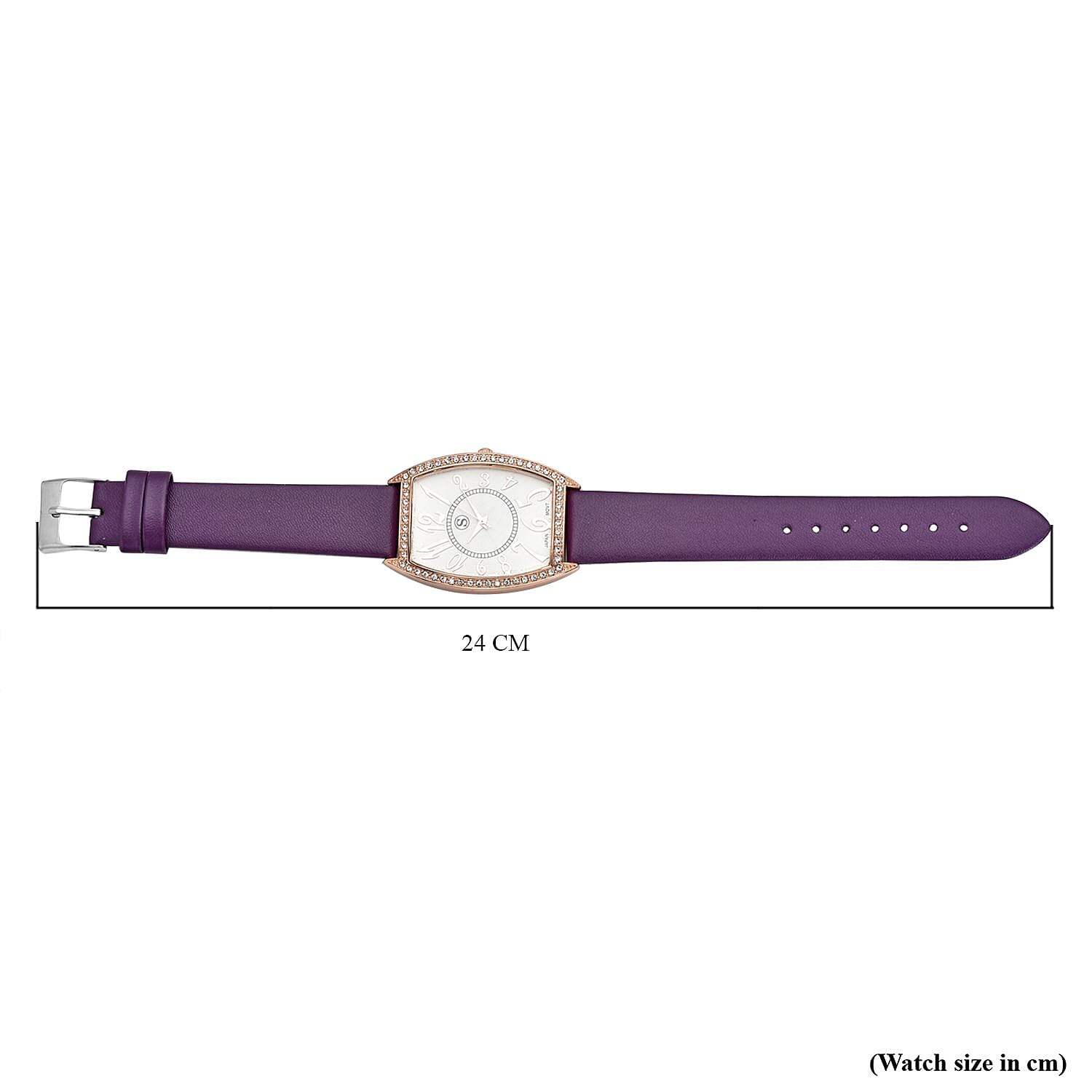 STRADA Japanese Movement White Crystal Studded Water Resistant Watch with Purple Colour Strap