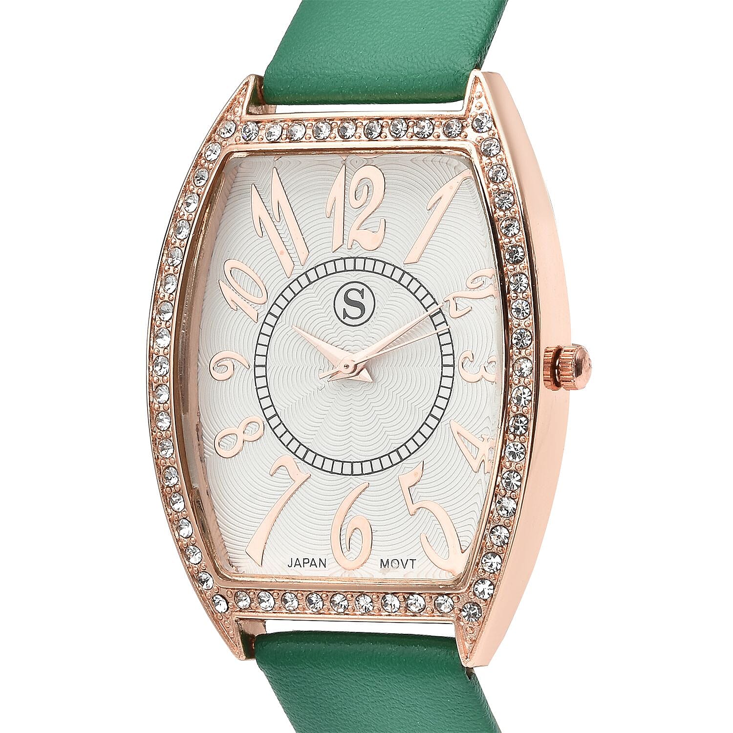 STRADA Japanese Movement Water Resistant Watch with Green Colour Strap