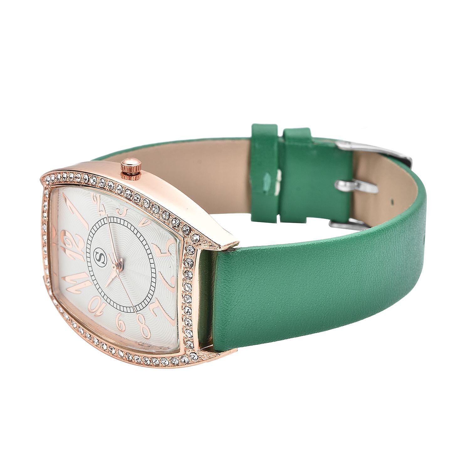 STRADA Japanese Movement Water Resistant Watch with Green Colour Strap