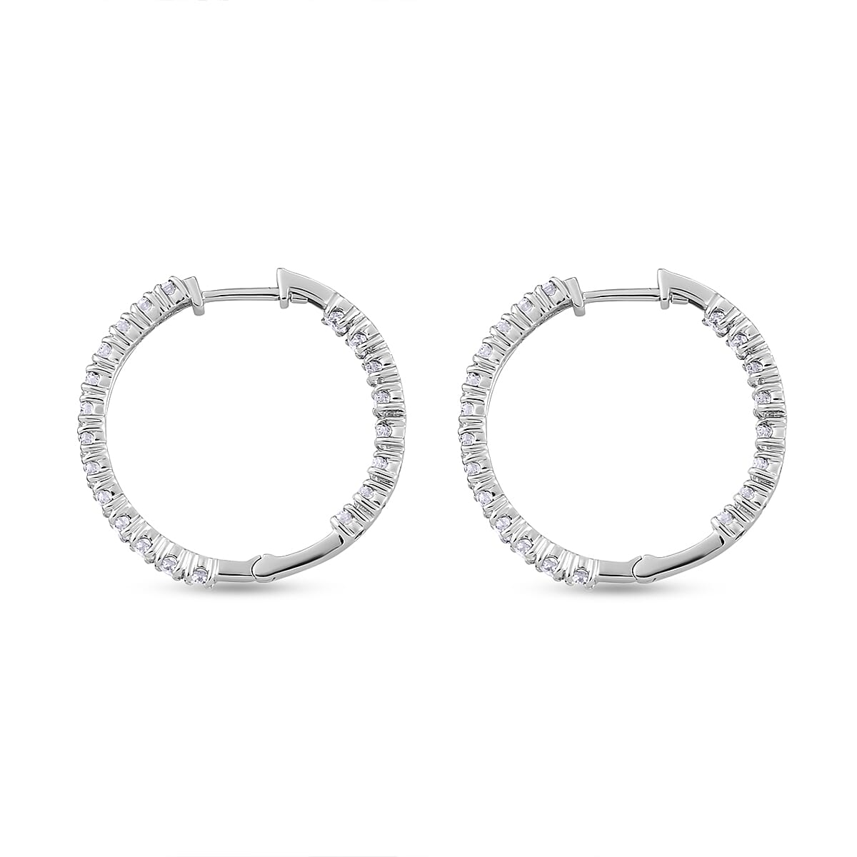 Moissanite Hoop Earrings in Platinum Overlay Sterling Silver 2.06 Ct.
