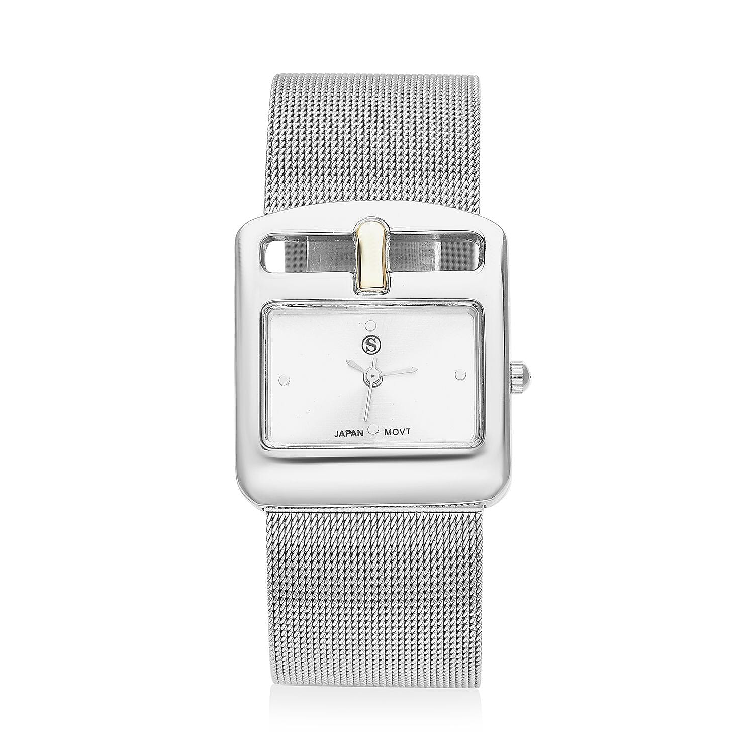 STRADA Japanese Movement Water Resistant Watch with Silver Colour Mesh Strap