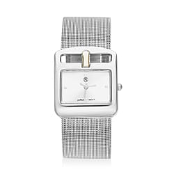 STRADA Japanese Movement Water Resistant Watch with Stainless Steel Mesh Strap in Silver Tone