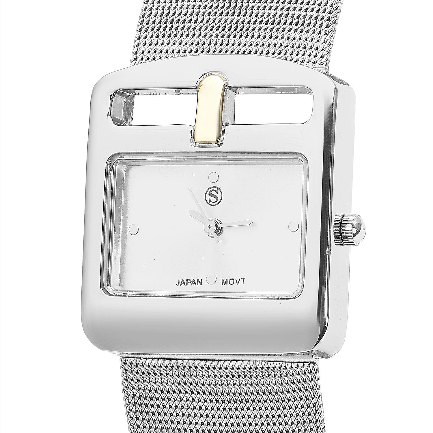 STRADA Japanese Movement Water Resistant Watch with Silver Colour Mesh Strap