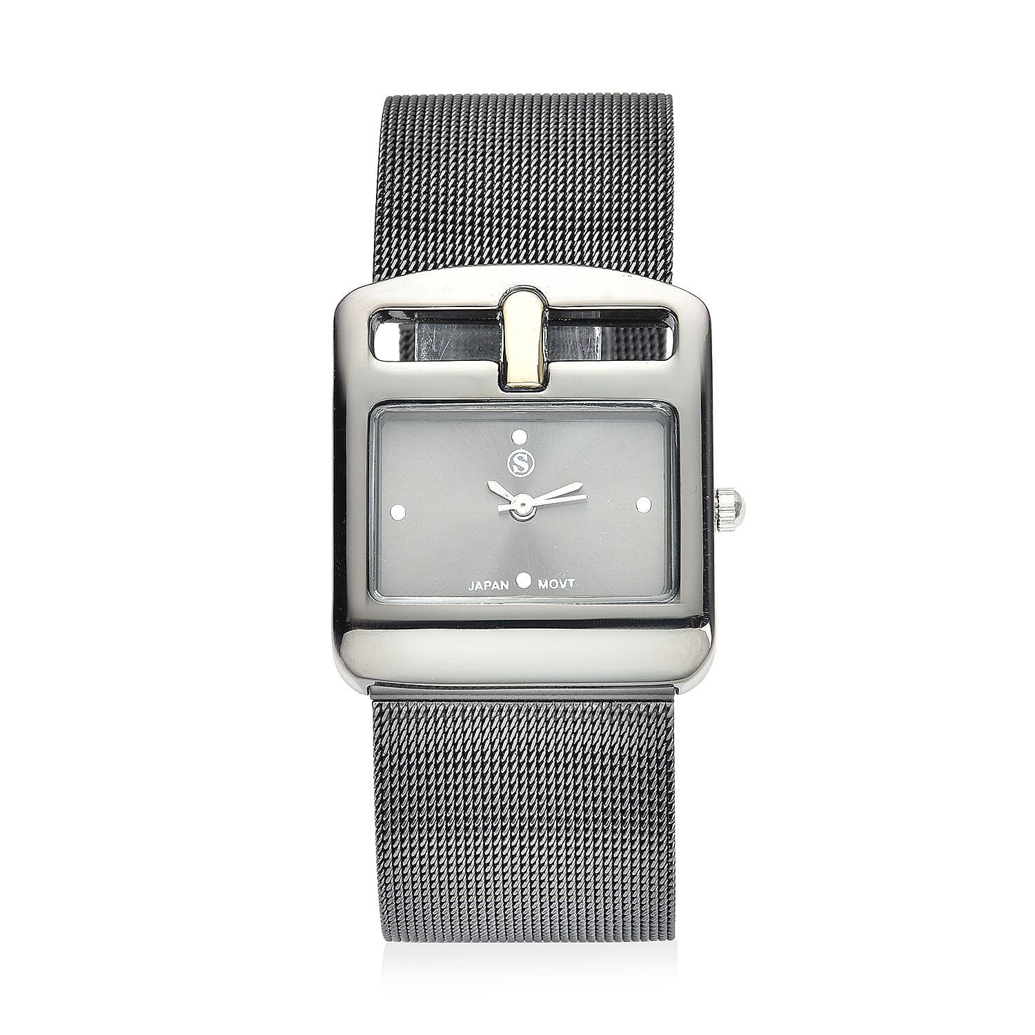 STRADA Japanese Movement Water Resistant Watch with Black Colour Mesh Strap