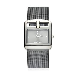 STRADA Japanese Movement Water Resistant Watch with Stainless Steel Mesh Strap in Black Tone