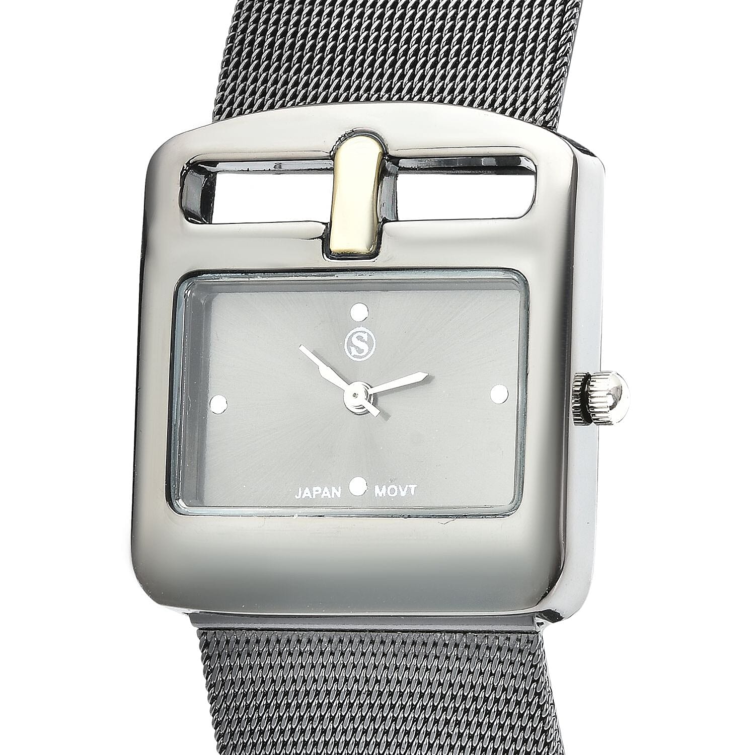 STRADA Japanese Movement Water Resistant Watch with Black Colour Mesh Strap