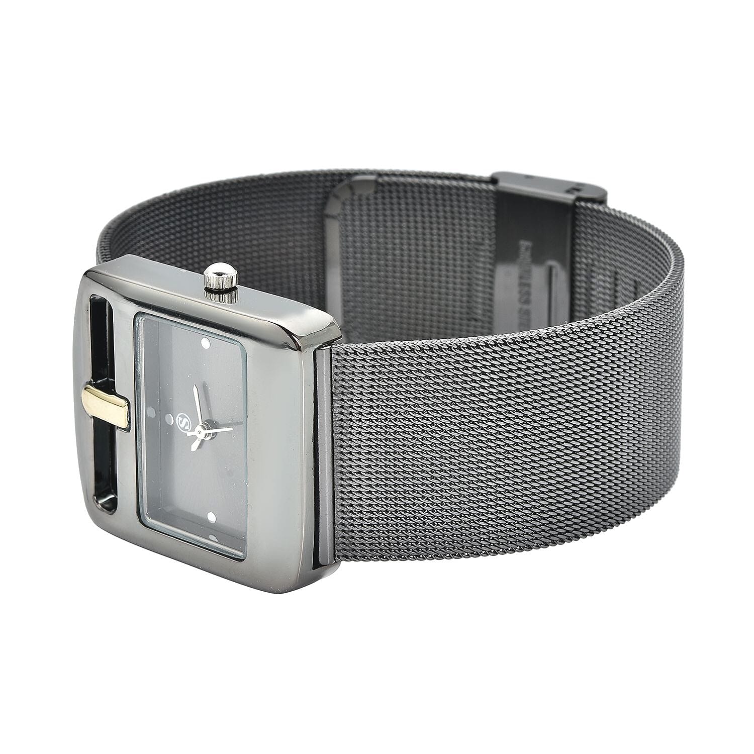 STRADA Japanese Movement Water Resistant Watch with Black Colour Mesh Strap