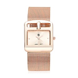 STRADA Japanese Movement Water Resistant Watch with Stainless Steel Mesh Strap in Rose Gold Tone