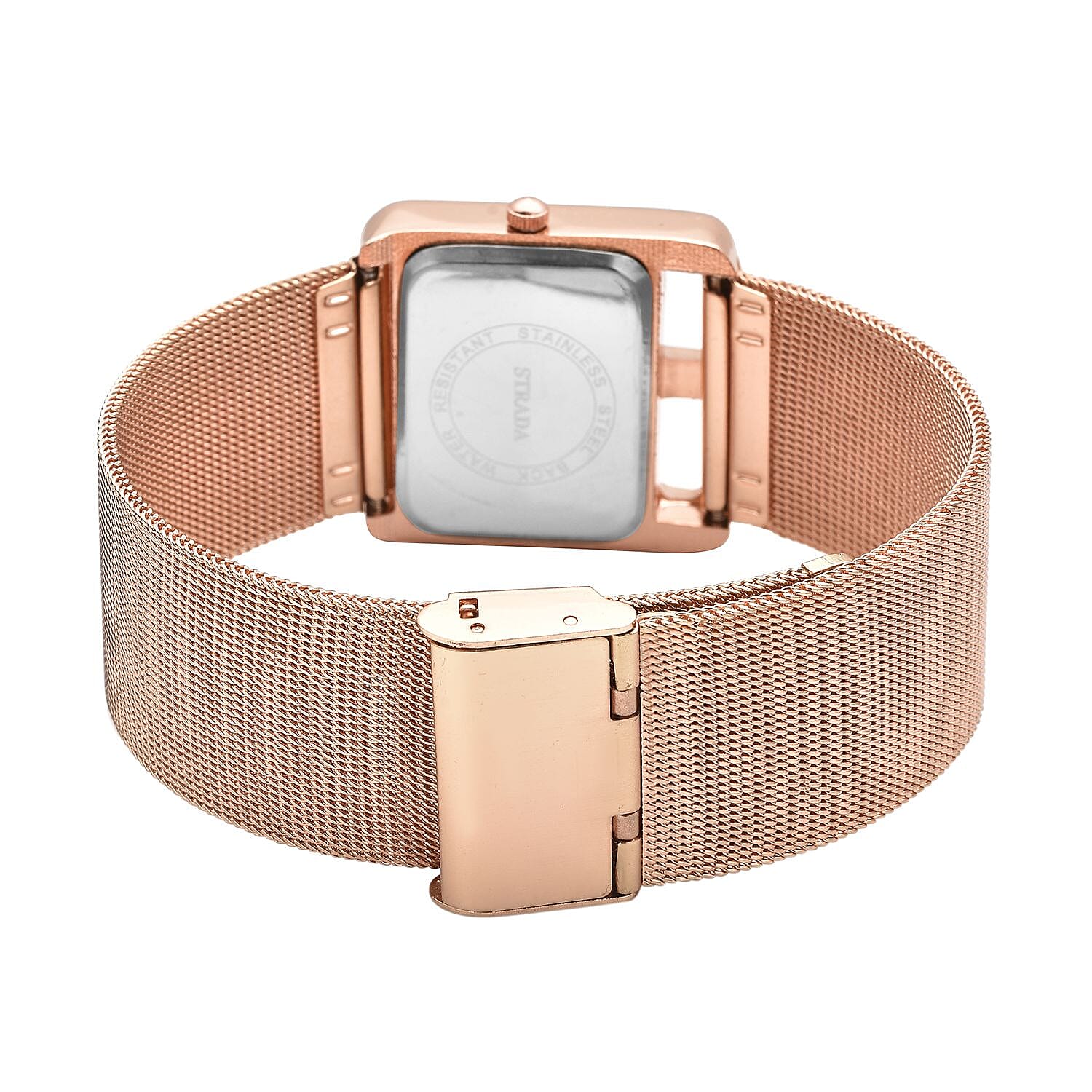 STRADA Japanese Movement Water Resistant Watch with Rose Gold Colour Mesh Strap