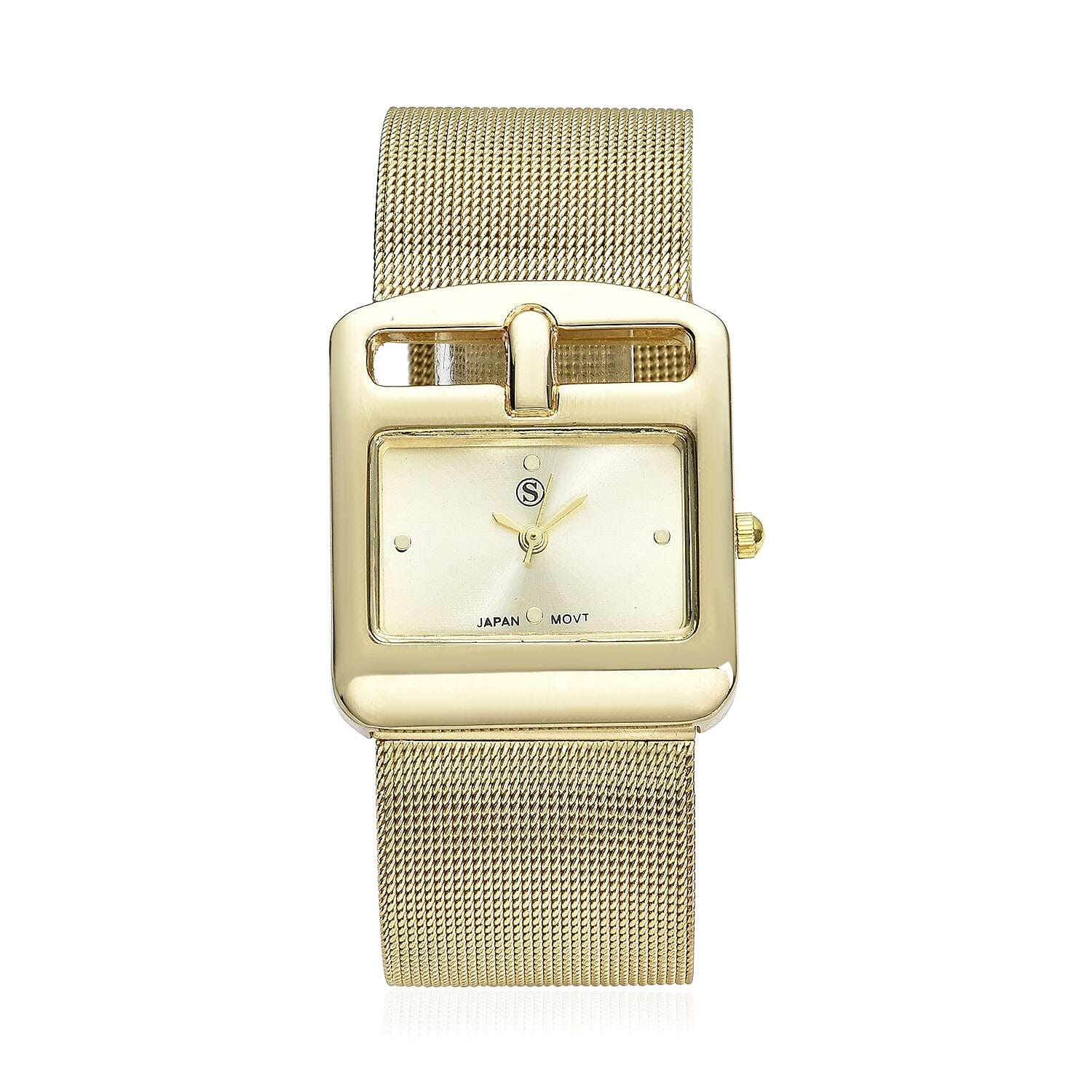 STRADA Japanese Movement Water Resistant Watch with Gold Colour Mesh Strap