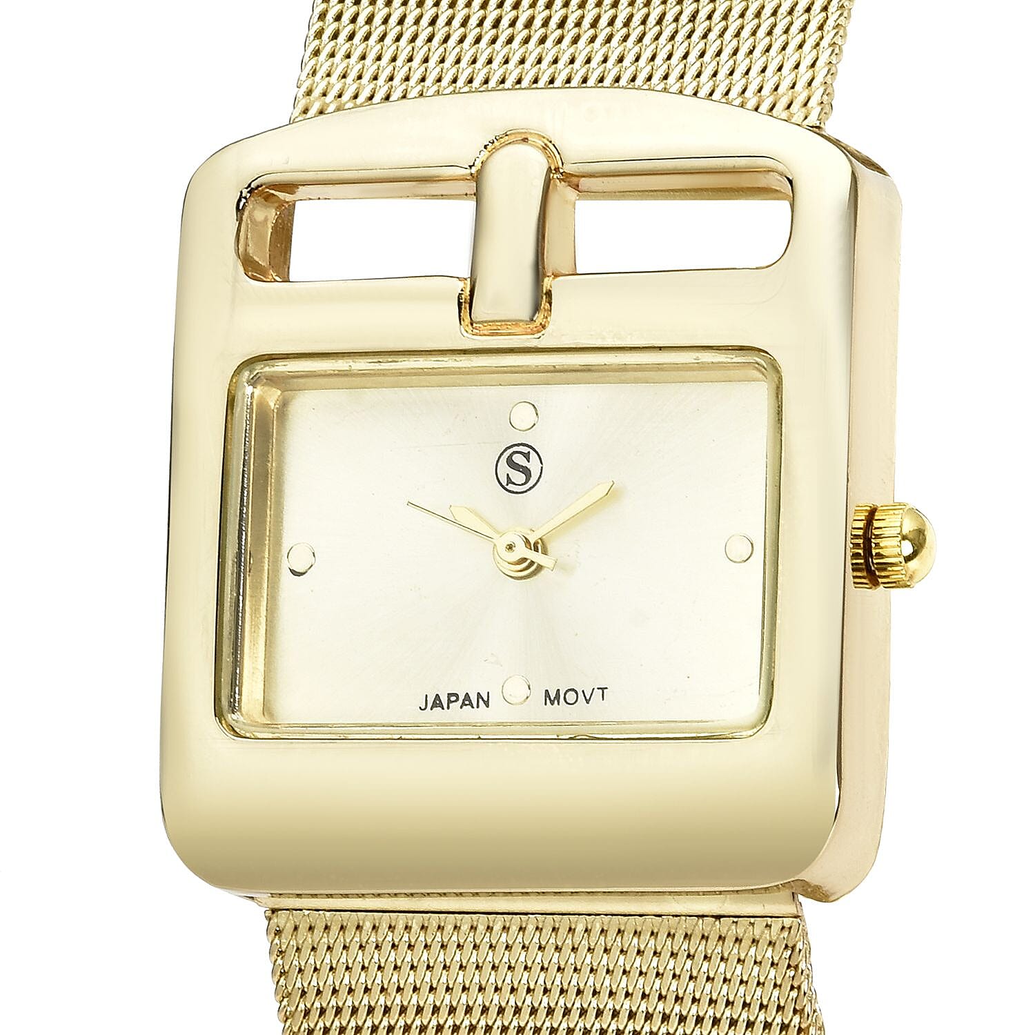 STRADA Japanese Movement Water Resistant Watch with Gold Colour Mesh Strap
