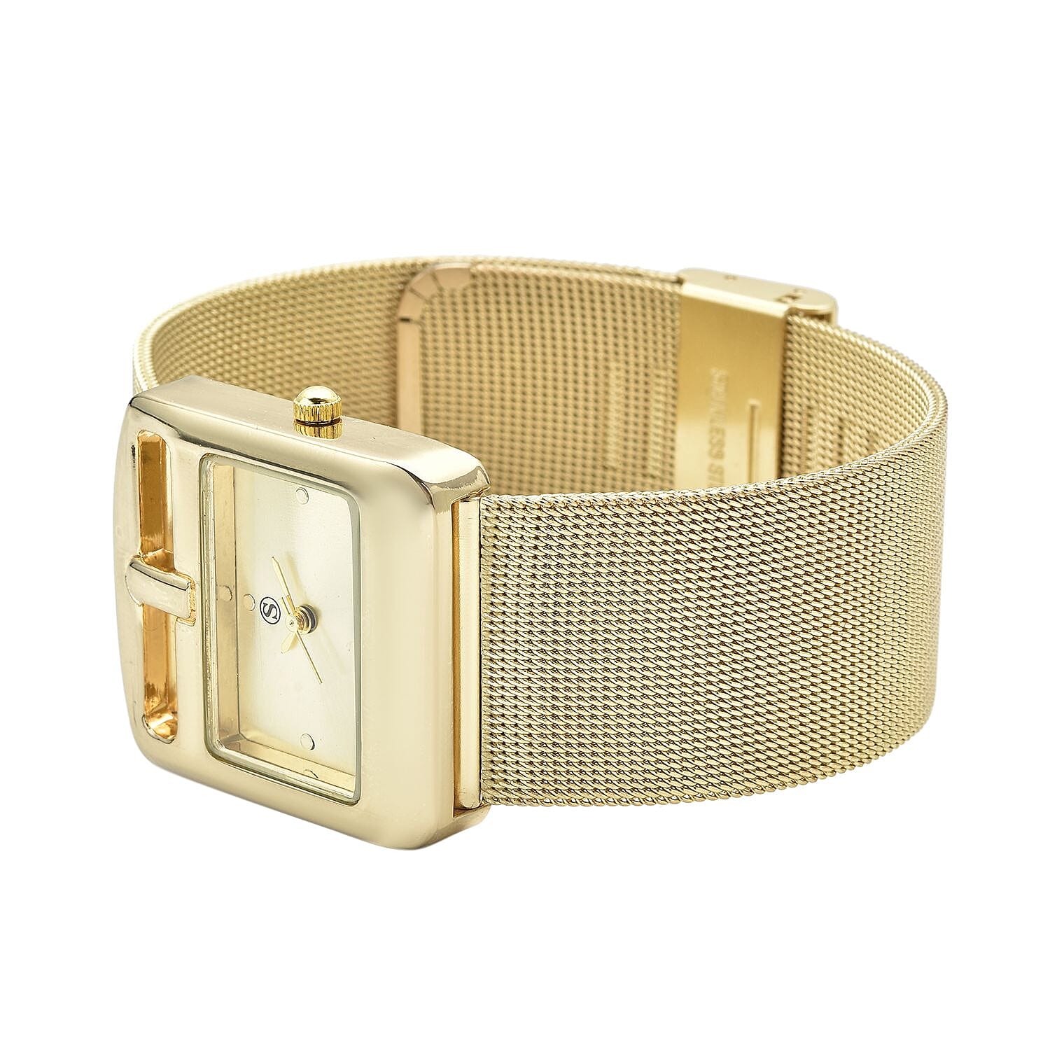 STRADA Japanese Movement Water Resistant Watch with Gold Colour Mesh Strap