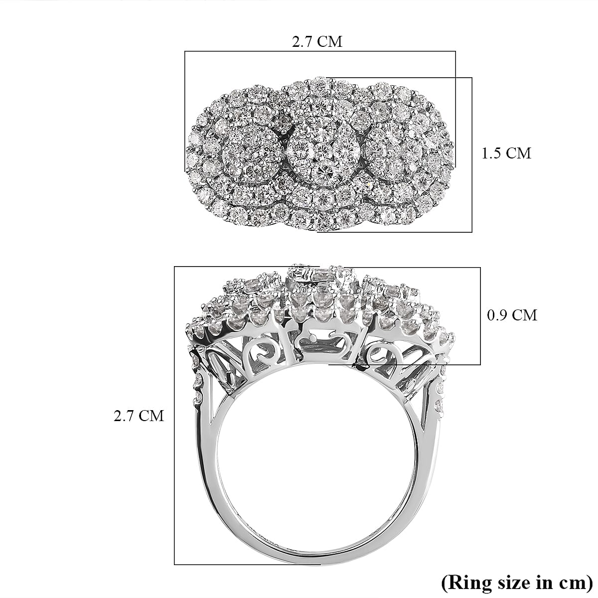 Close Out -14K White Gold Diamond (I1-I2-G-H) Ring 2.01 Ct, Gold Wt. 7.60 Gms.