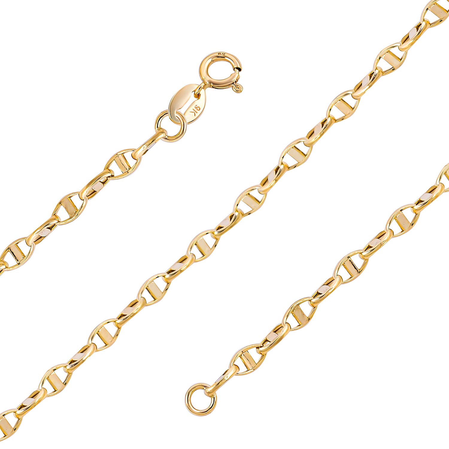 One Time Deal- 9K Yellow Gold Mariner Link Chain Necklace (Size - 20) With Spring Ring Clasp 2.49 Grams(Width 2.60mm).