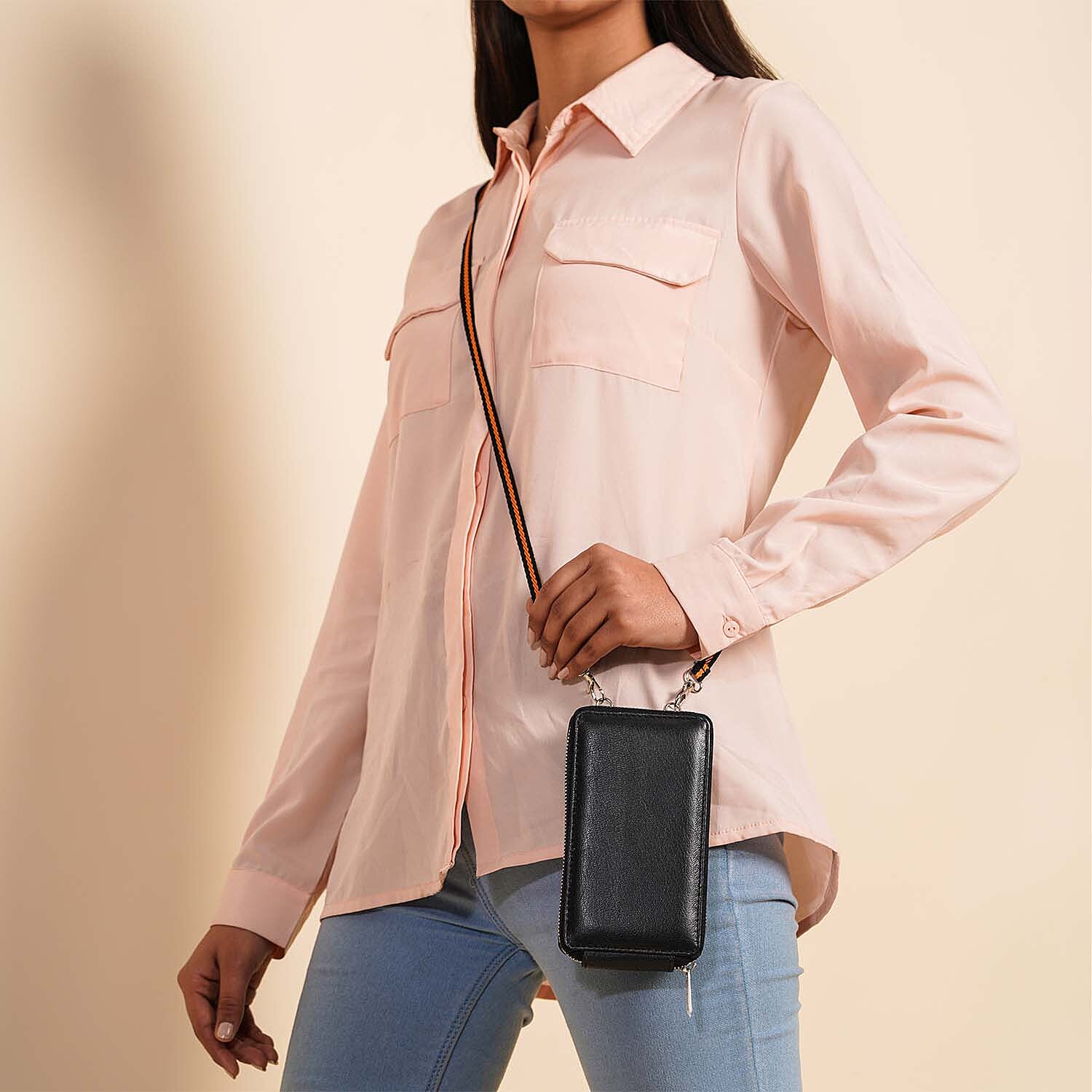 Genuine Leather Mobile Wallet - Black