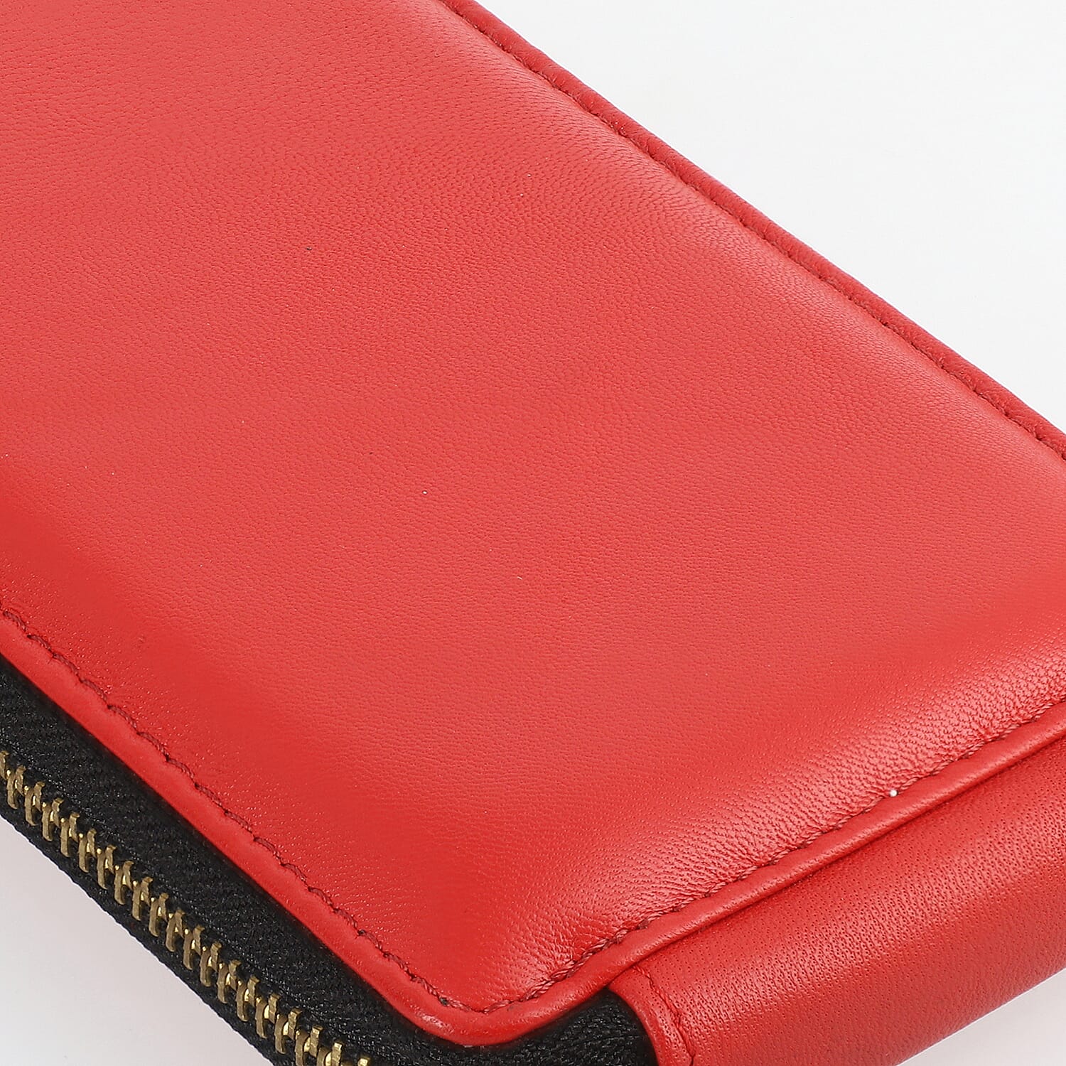 100% Genuine Leather RFID Protected Mobile Wallet with Shoulder Strap (Size 18x10x1 Cm) - Red