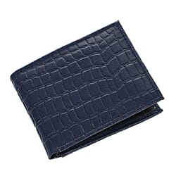 Genuine Leather Croc Embossed Mens Wallet - Black