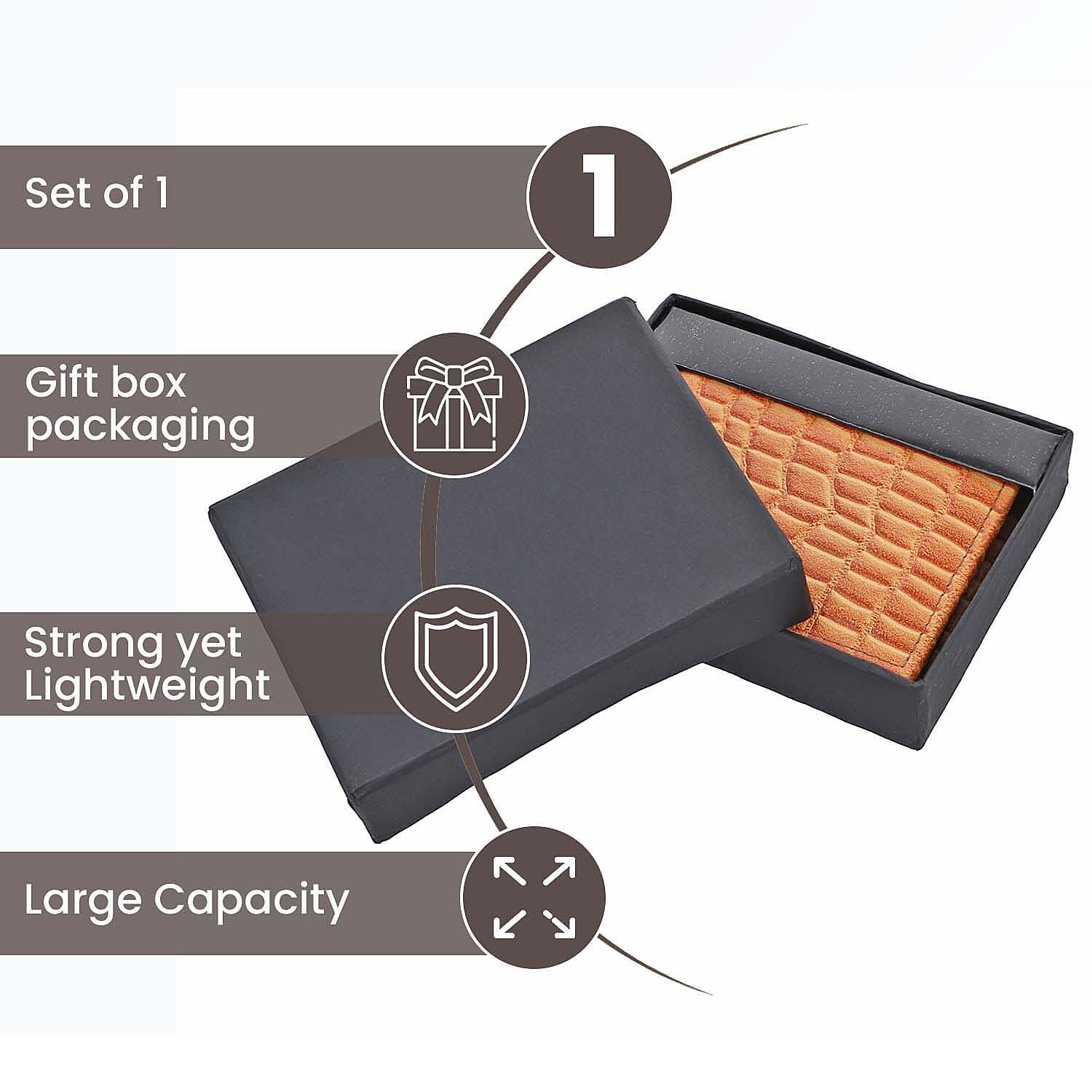 100% Genuine Leather RFID Croc Embossed Wallet with RFID Technology- Tan