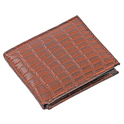 Genuine Leather Croc Embossed Mens Wallet - Black