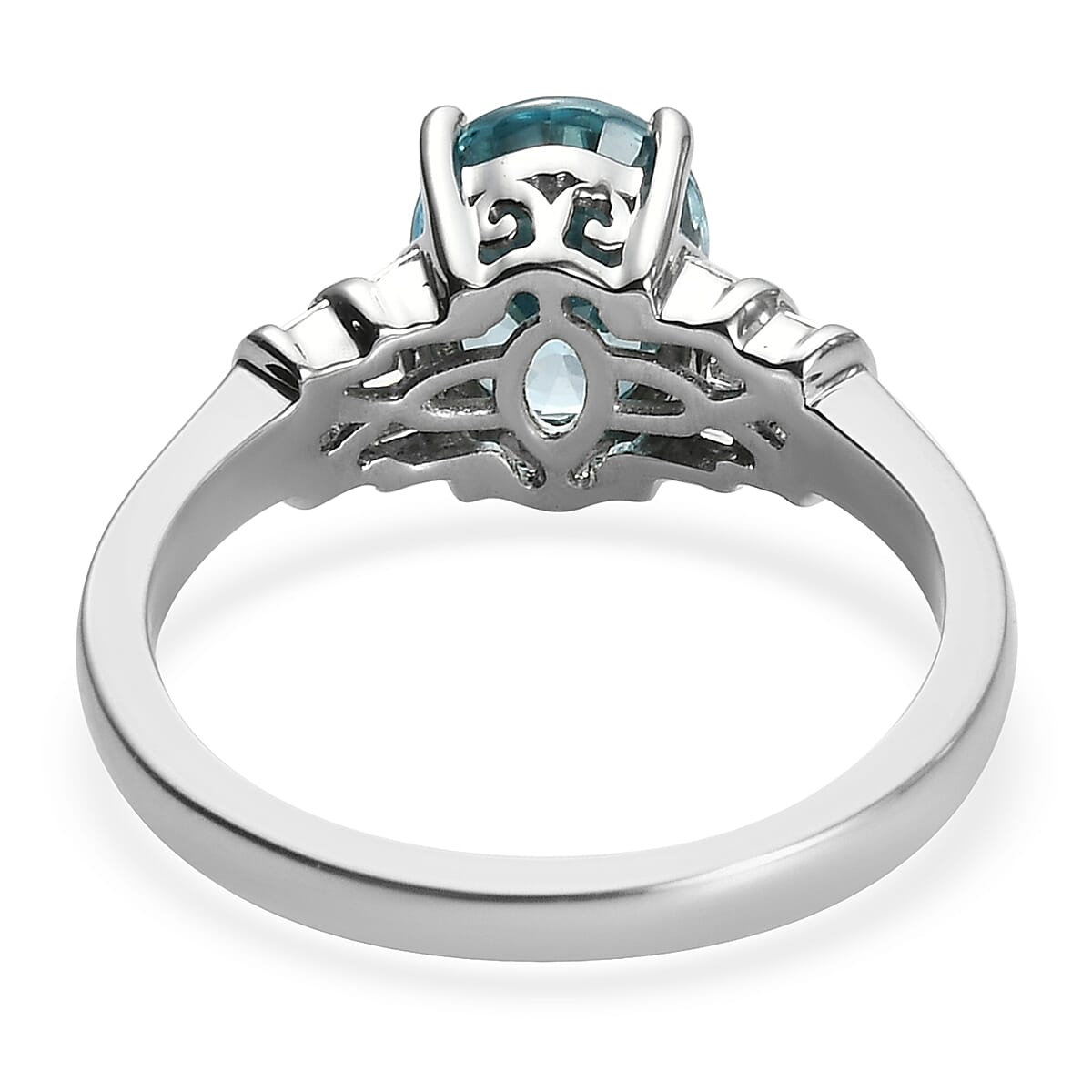 Glenstone Collection RHAPSODY 950 Platinum Natural AAAA Ratanakiri Blue Zircon and Diamond (VS-E-F) Ring 3.93 Ct, Platinum Wt. 5.80 Gms