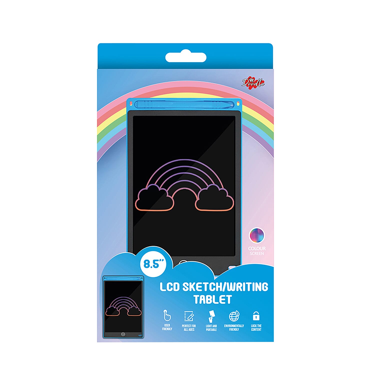 Doodle 8.5 inch LCD Colour Screen Writing Tablet with Stylus - Blue