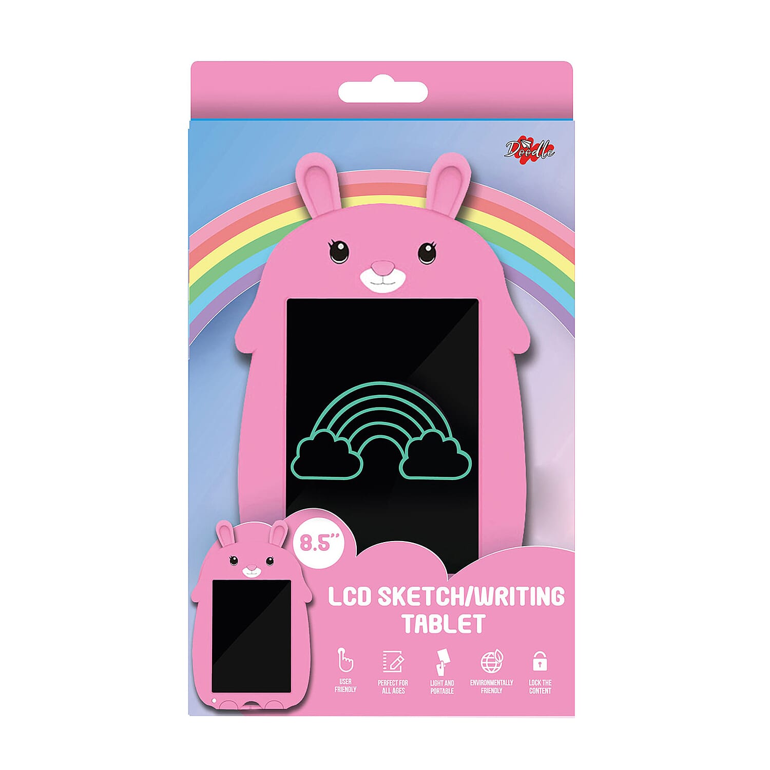 Doodle 8.5 inch LCD Colour Screen Writing Tablet with Stylus - Pink Rabbit