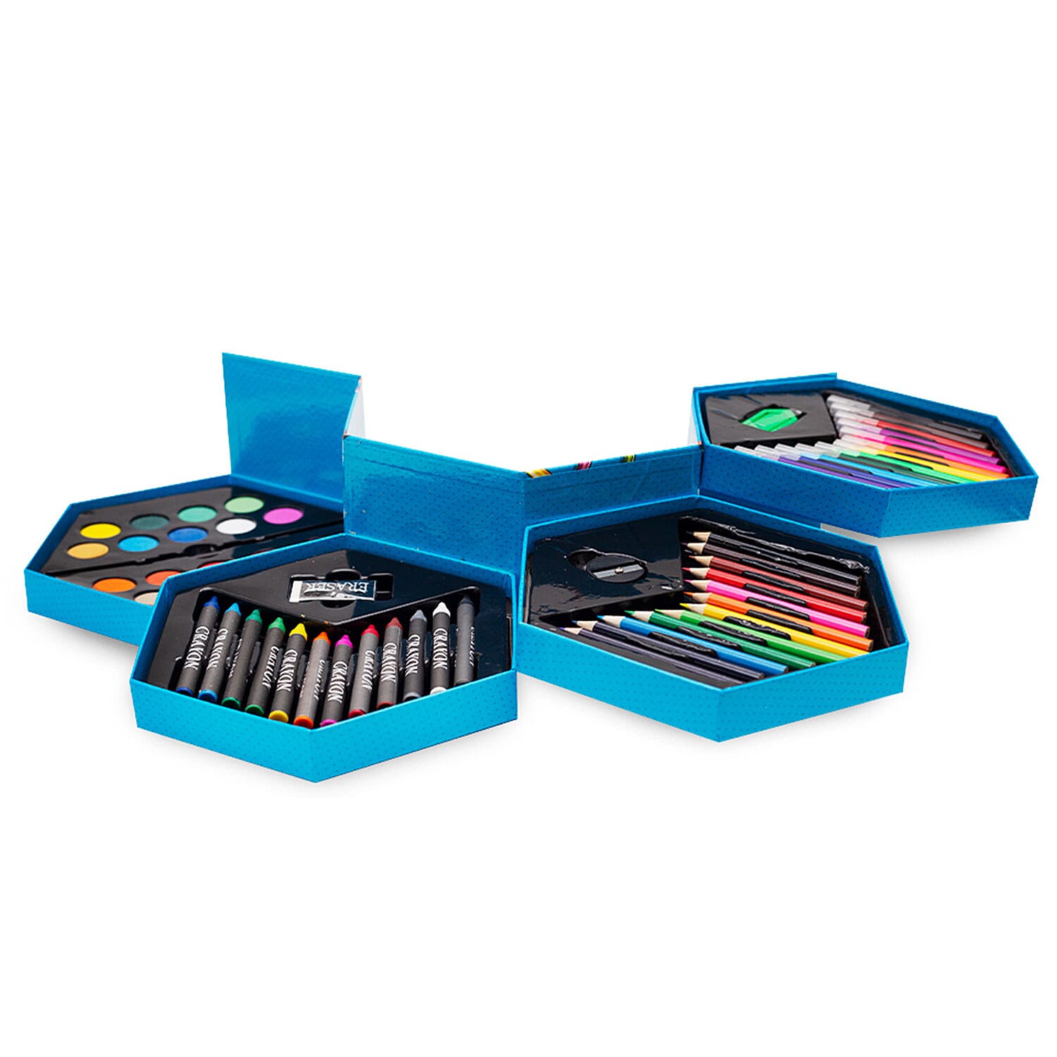 Value Buy - Doodle 60 Piece Hexagon Washable Arts and Crafts Set - Blue
