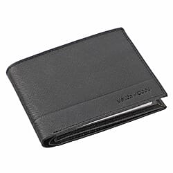 Genuine Leather RFID Protected Bi-Fold Mens Wallet - Black