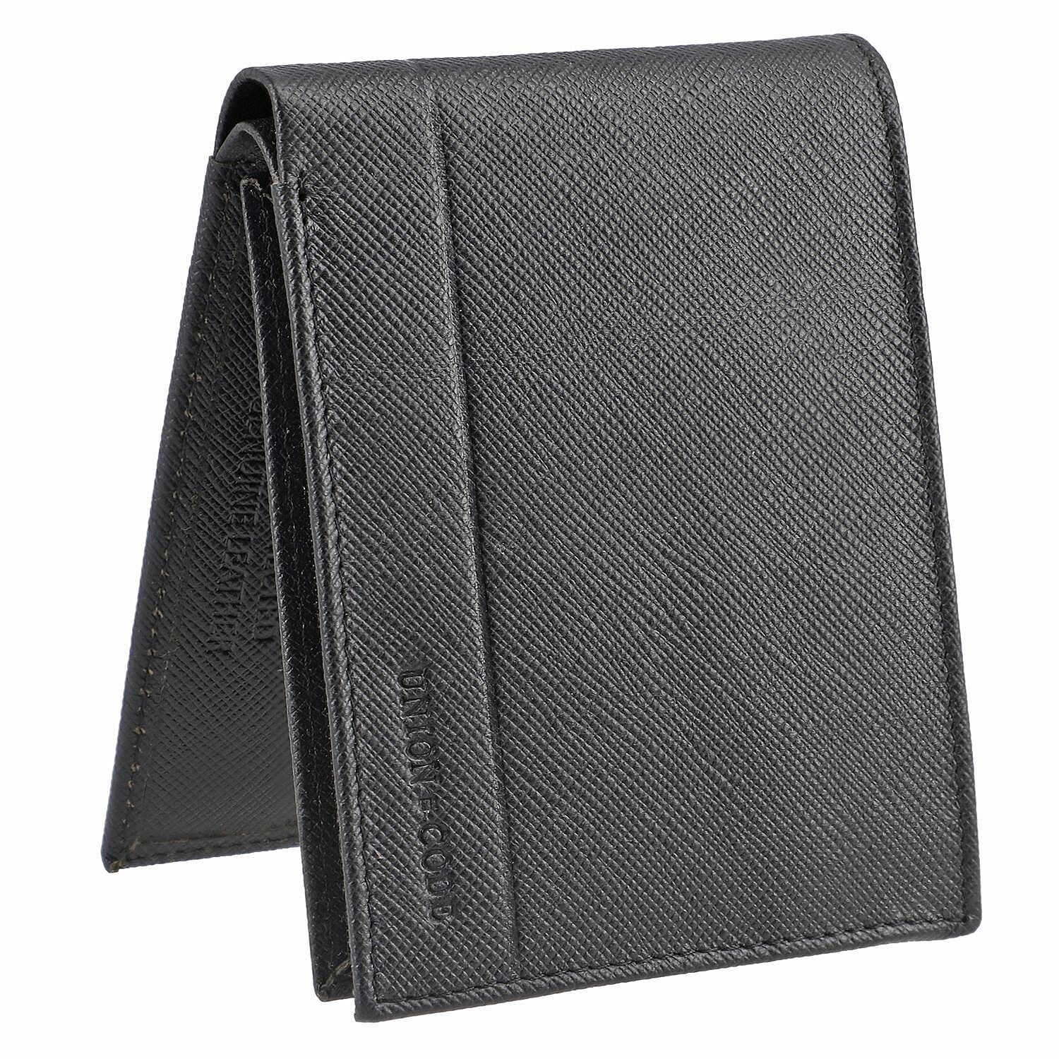 Genuine Leather RFID Protected Bi-Fold Mens Wallet - Black