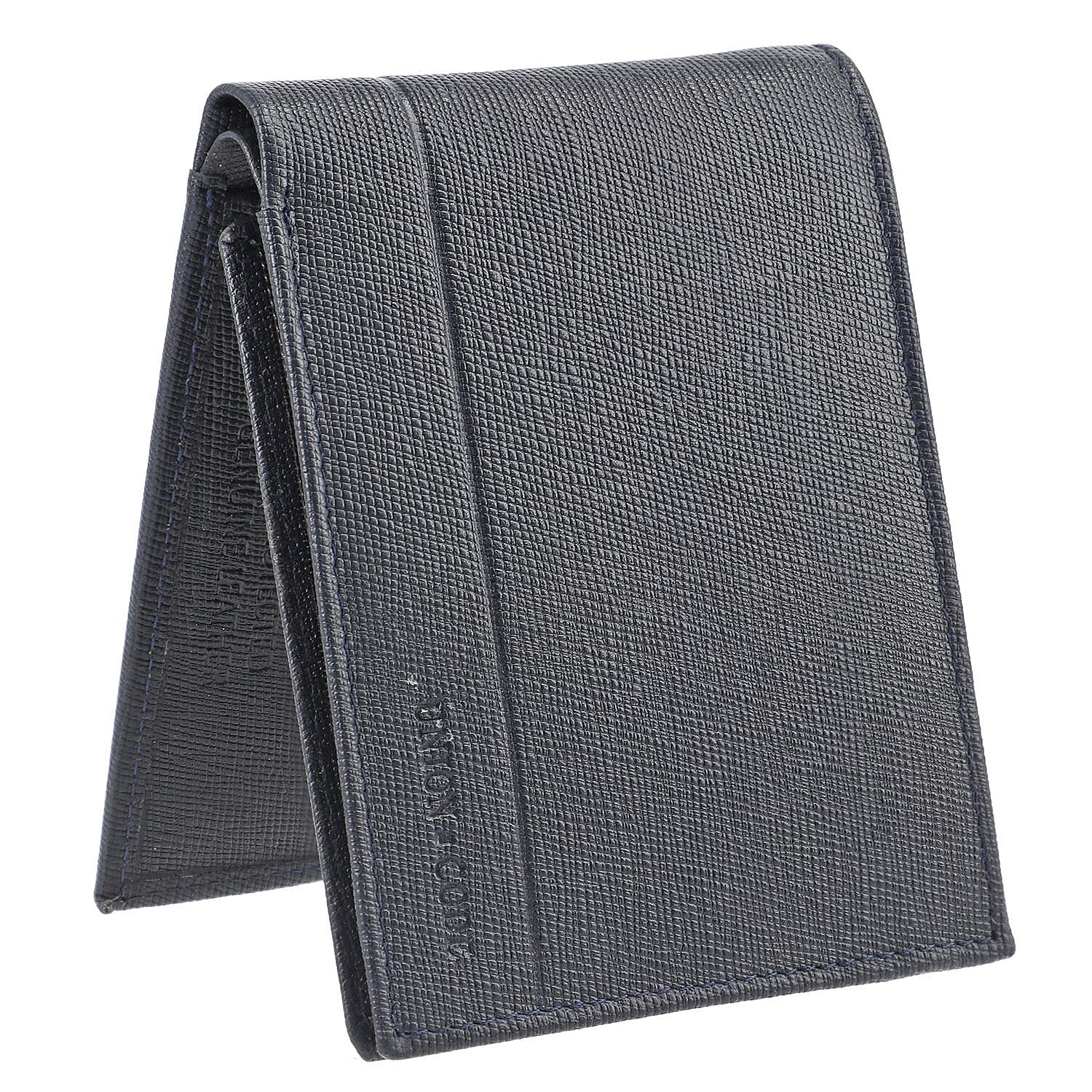 100% Genuine Leather RFID Protected Bi-Fold Mens Wallet (Size 4x3 Cm) - Navy