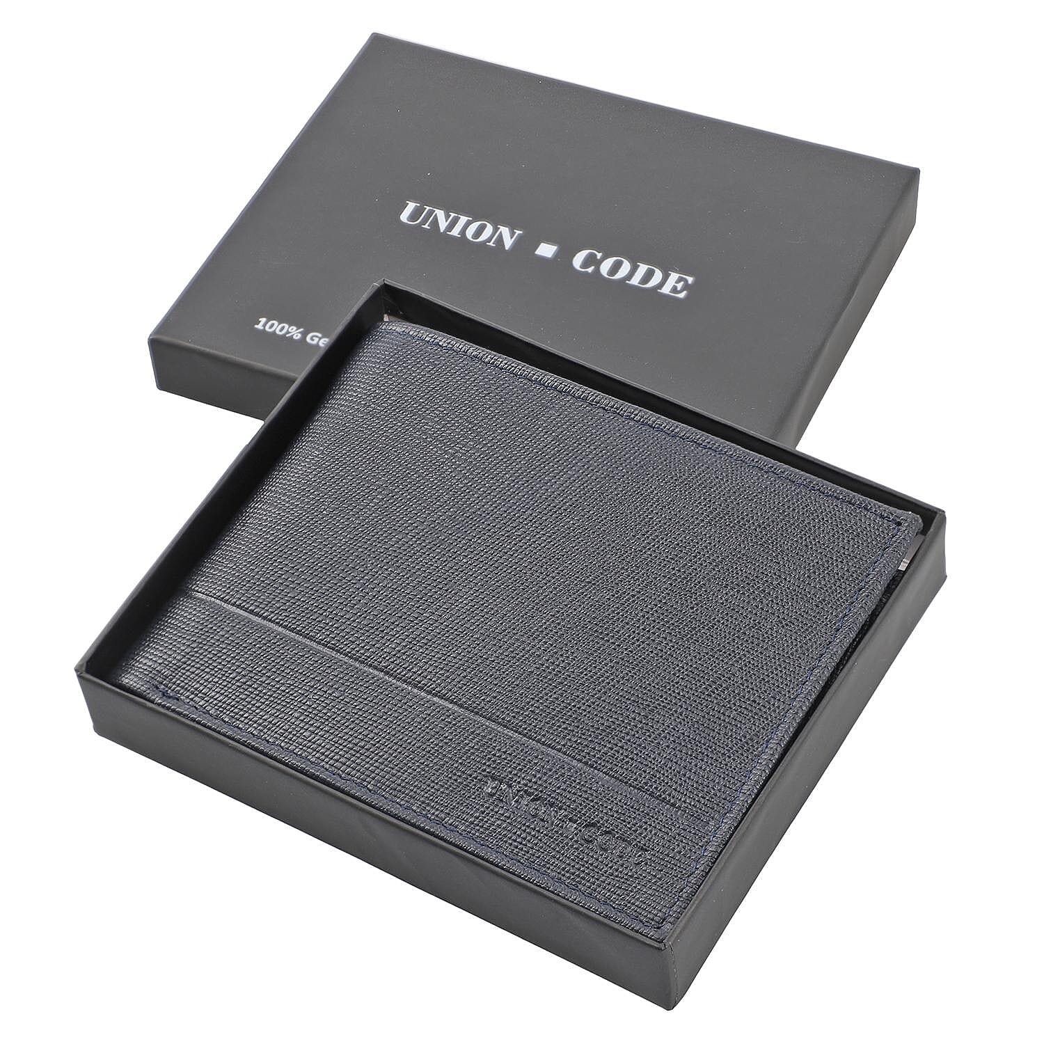 100% Genuine Leather RFID Protected Bi-Fold Mens Wallet (Size 4x3 Cm) - Navy