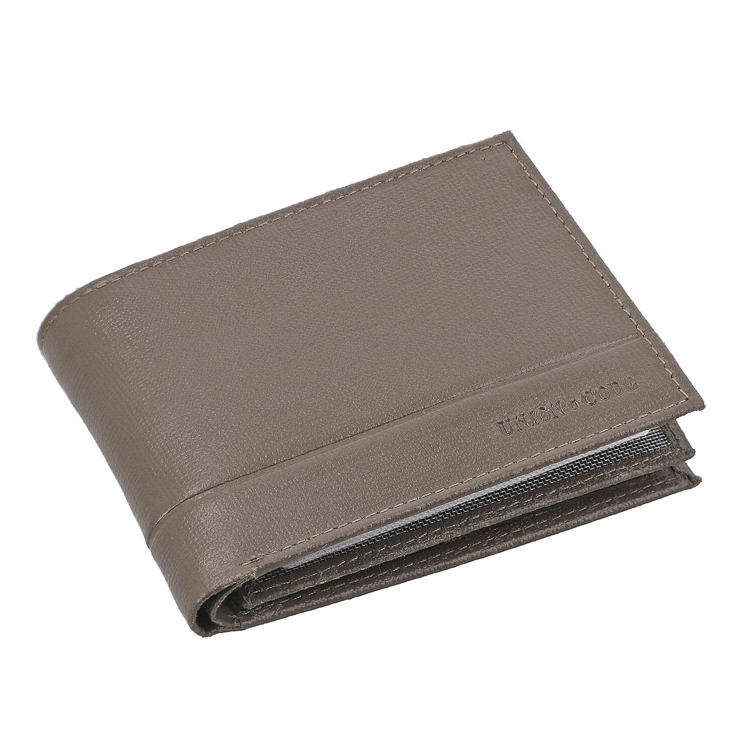 100% Genuine Leather RFID Protected Bi-Fold Mens Wallet (Size 4x3 cm) - Taupe
