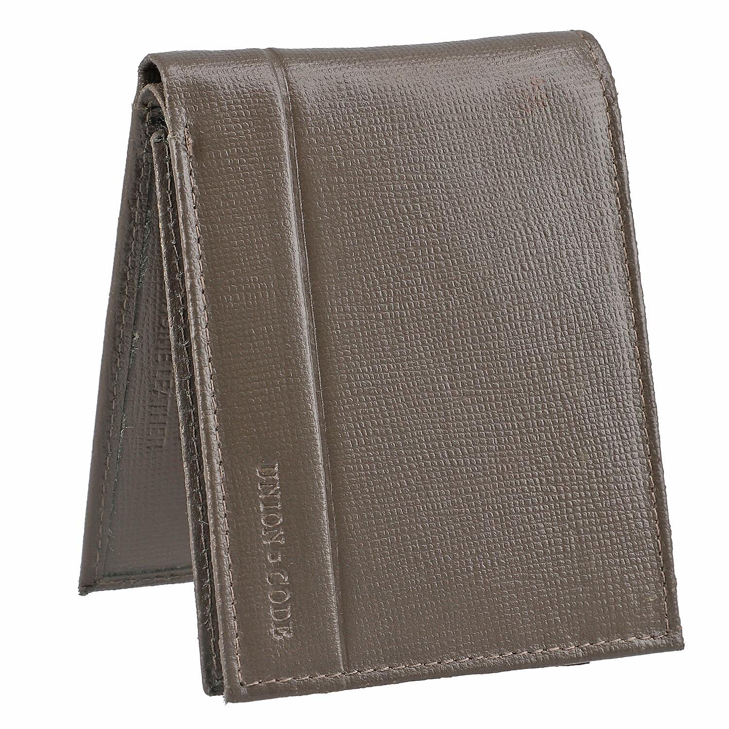 100% Genuine Leather RFID Protected Bi-Fold Mens Wallet (Size 4x3 cm) - Taupe
