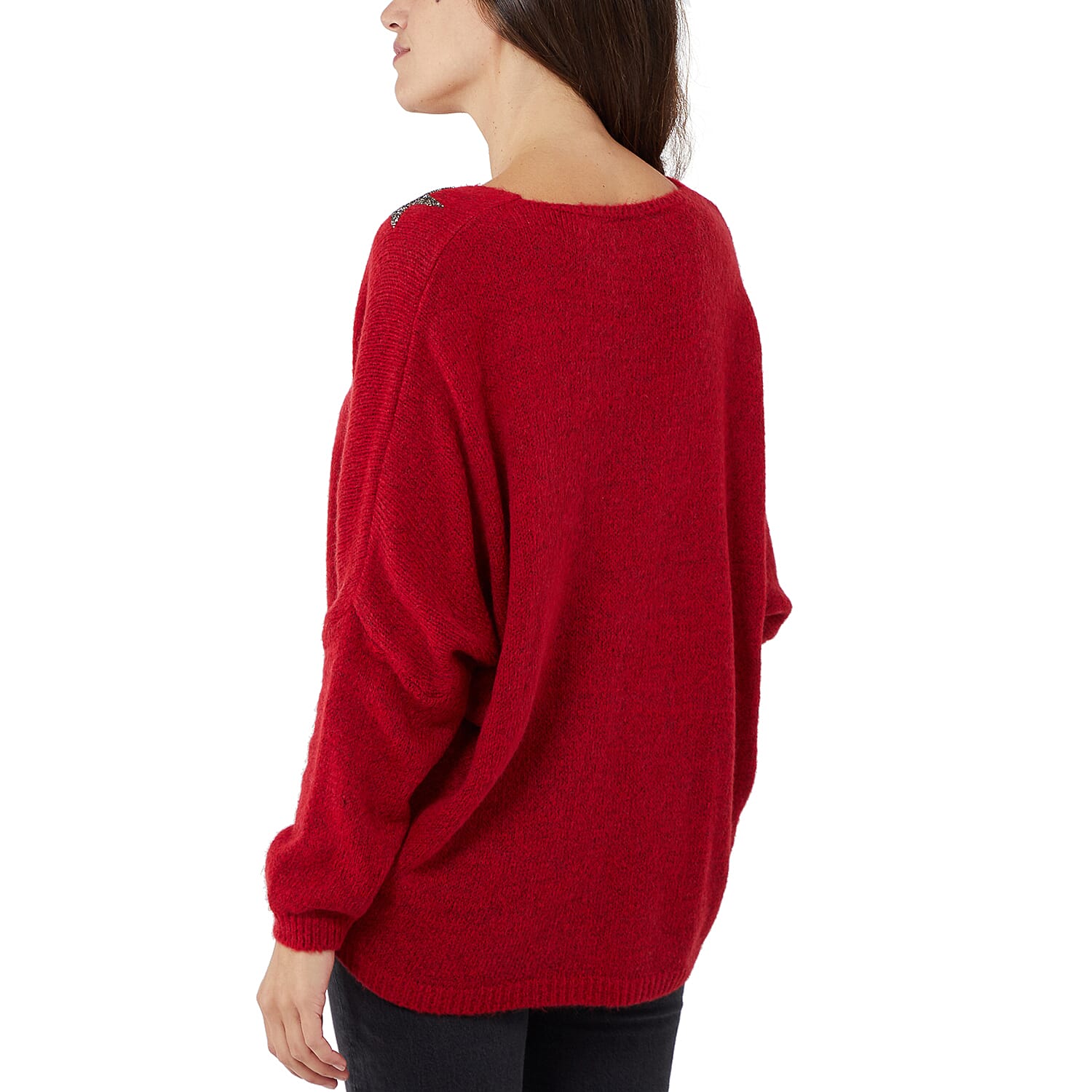 TAMSY 3 Stars Knitted Jumper - Red (Size 8-18)