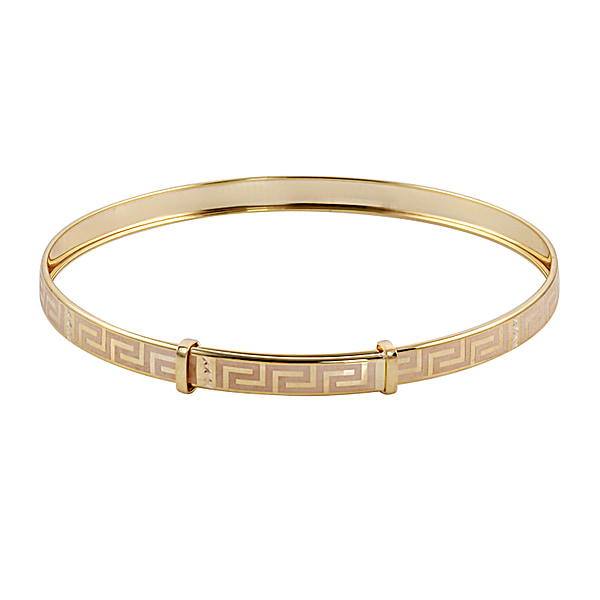One Time Close Out Deal - 9K Yellow Gold Greek Key Bangle (Size- 7.5 ...