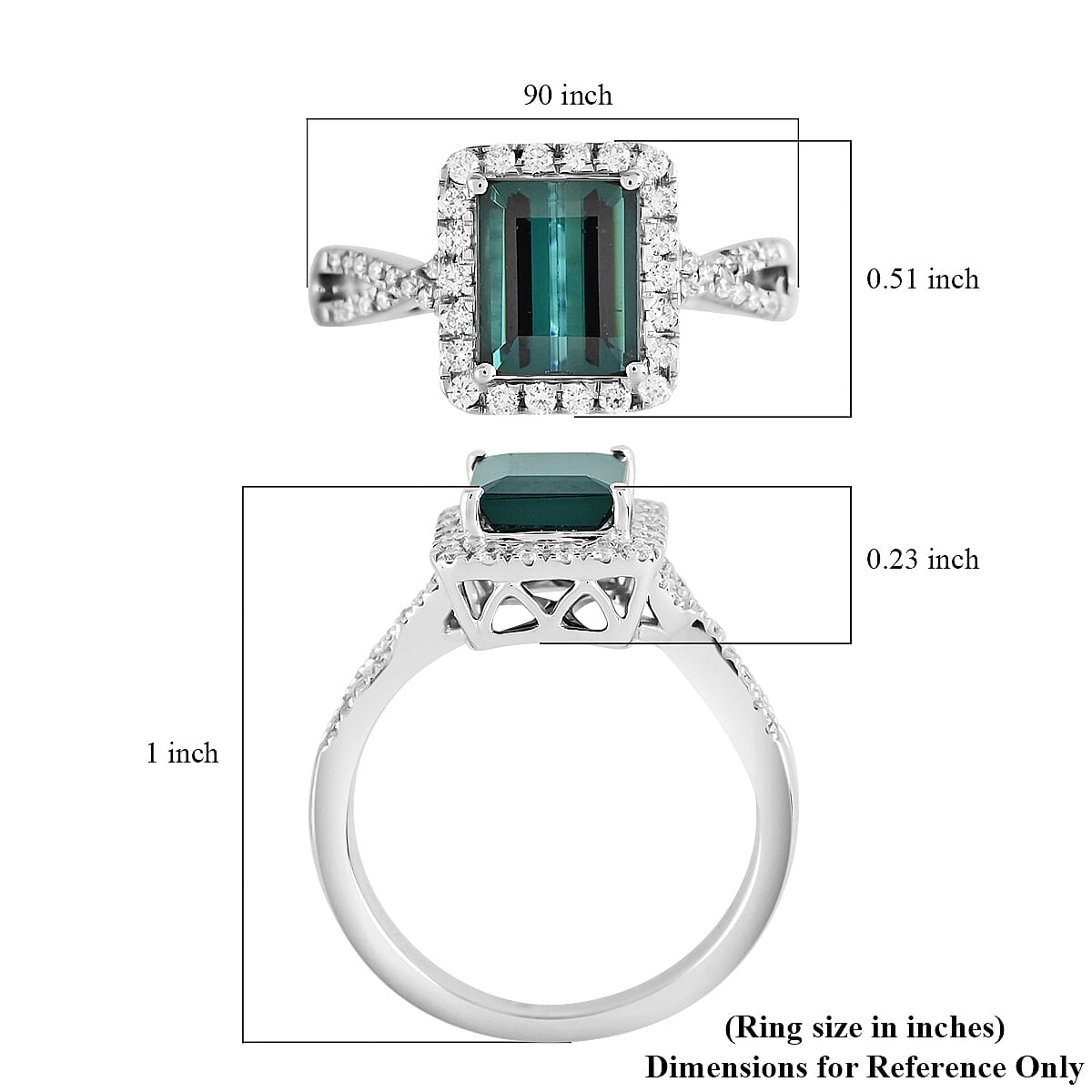 Certified and Appraised RHAPSODY 950 Platinum AAAA Indicolite and VS EF Diamond Halo Ring 6.07 grams, 2.20 Ct