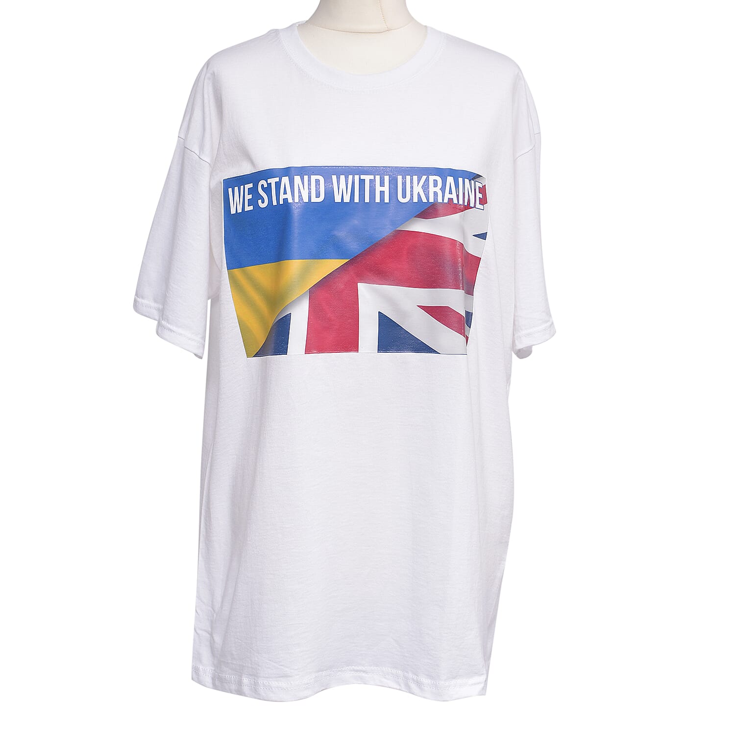 100% Cotton WE STAND WITH UKRAINE Unisex T-Shirt (Size S) - White