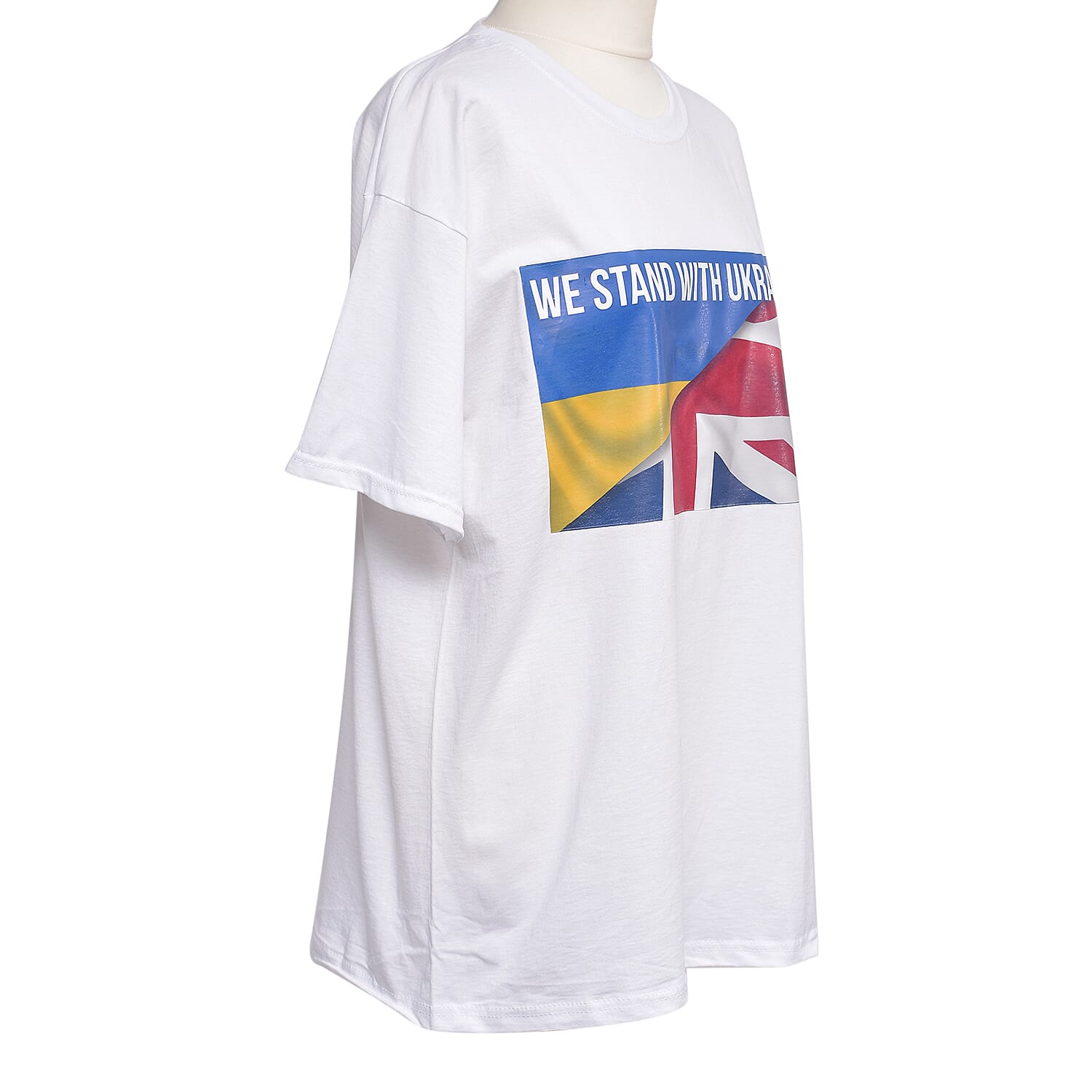 100% Cotton WE STAND WITH UKRAINE Unisex T-Shirt (Size S) - White