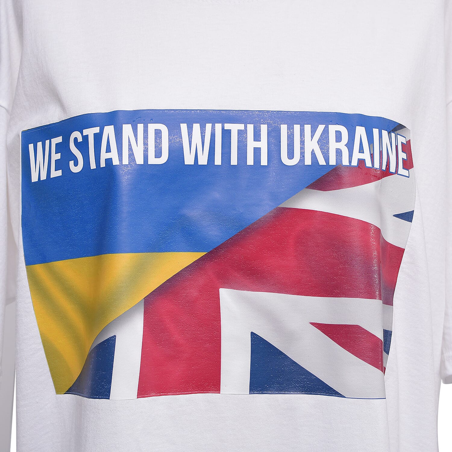 100% Cotton WE STAND WITH UKRAINE Unisex T-Shirt (Size S) - White