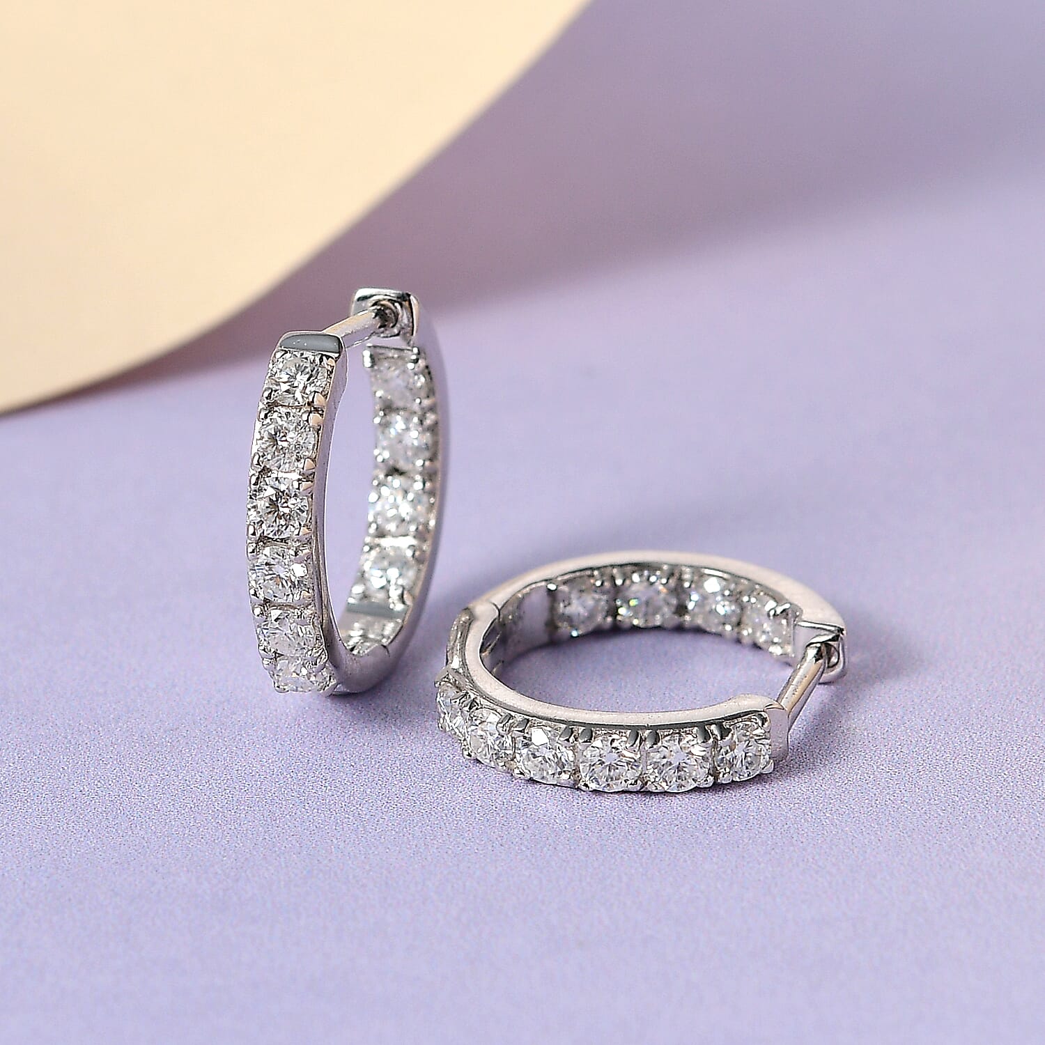Moissanite Hoop Earrings in Sterling Silver